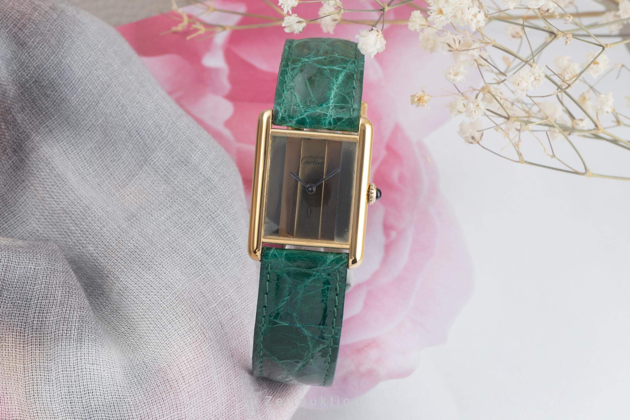 Cartier Vermeil plata banada en oro cuerda manual unisex  [2500749]