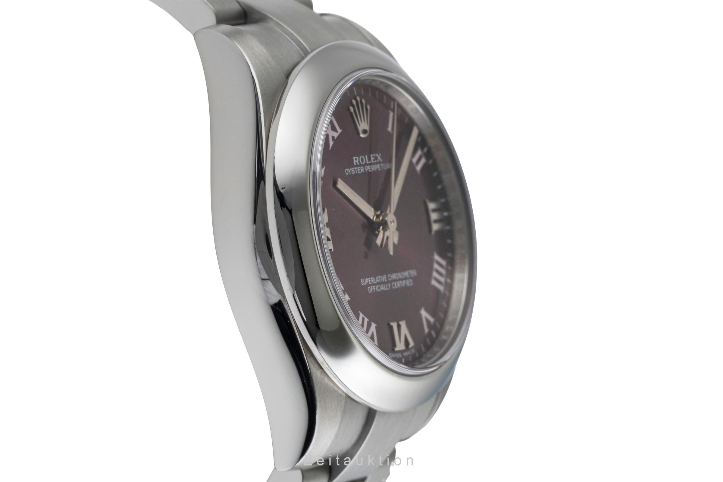 Rolex Oyster Perpetual 31 "Red Crape" Automatik Stahl Damenuhr Ref. 177200 B&P [2500885]