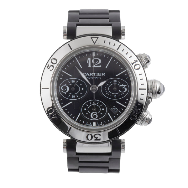 Cartier Pasha Seatimer Chronograph Datum Stahl Automatik Ref. W31088U2  [2501071]