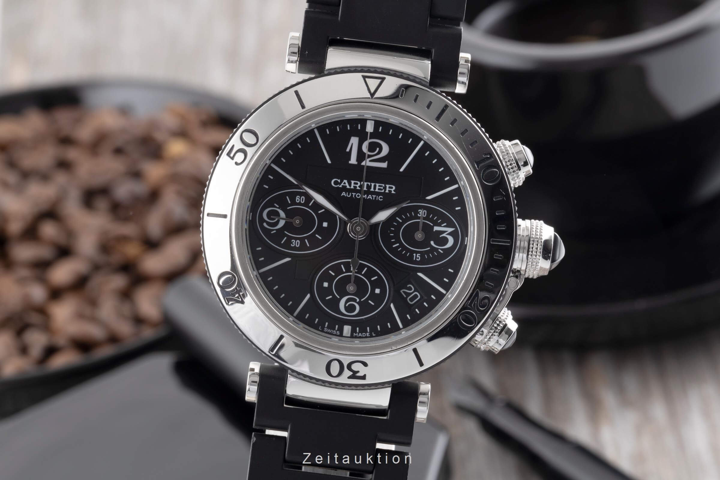 Cartier Pasha Seatimer Chronograph Datum Stahl Automatik Ref. W31088U2  [2501071]