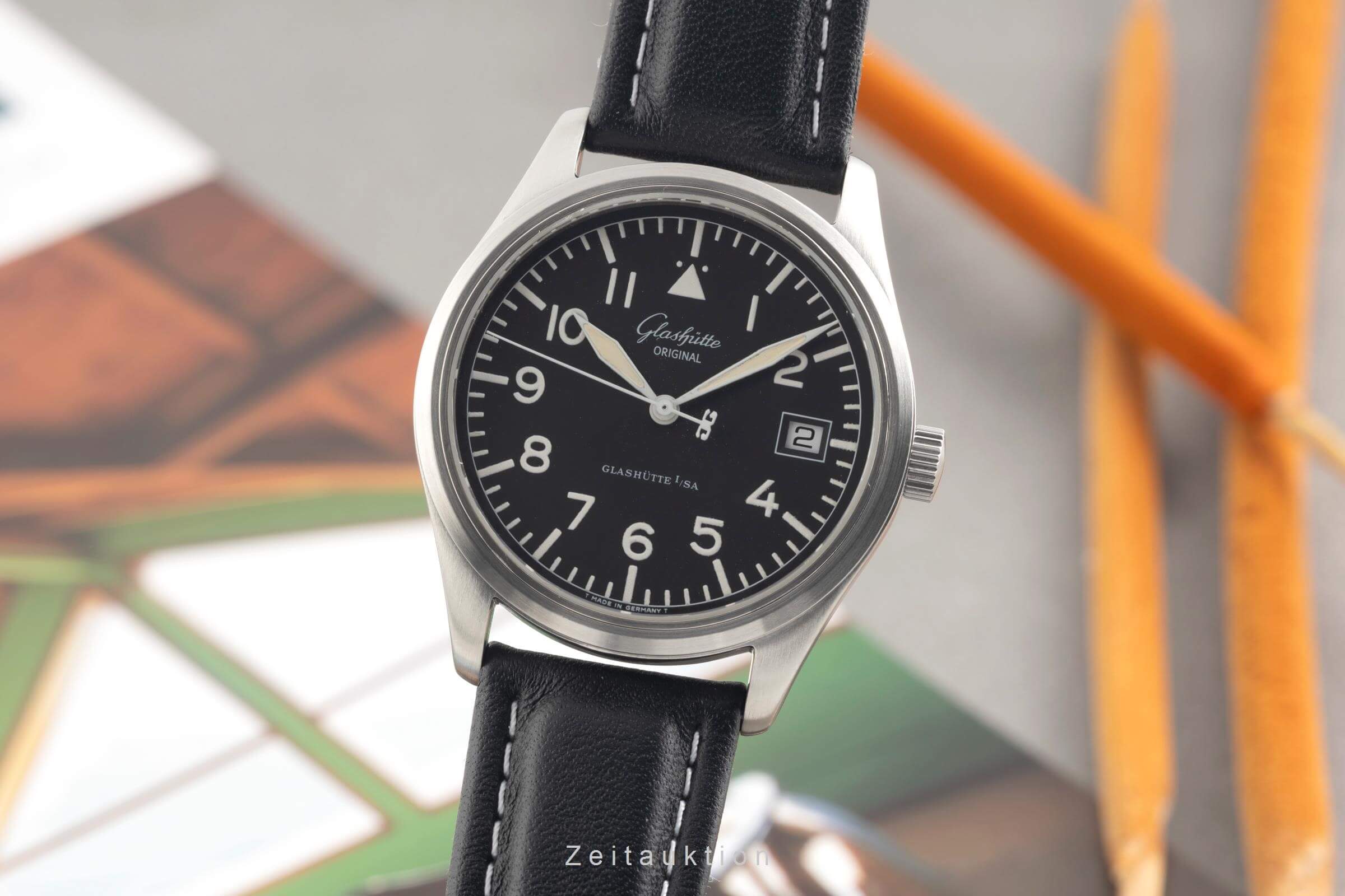 Glashütte Navigator acier automatique montre pour hommes 10-33-07-07-04   [2501092]