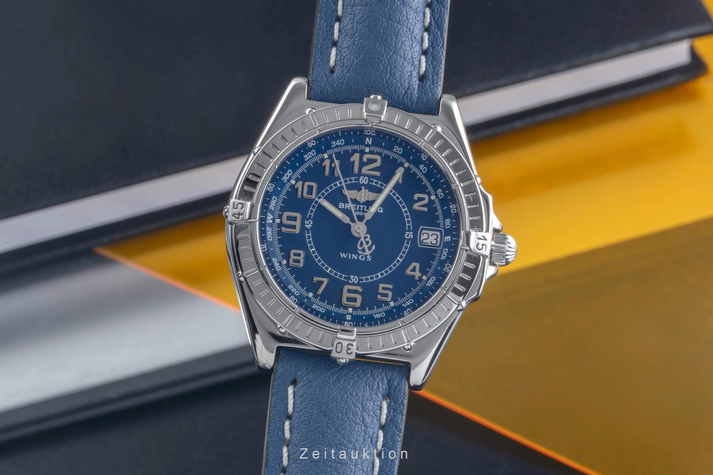 Breitling Wings Blue Dial Edelstahl Herrenuhr Ref. A66050 Klassiker [2501144]