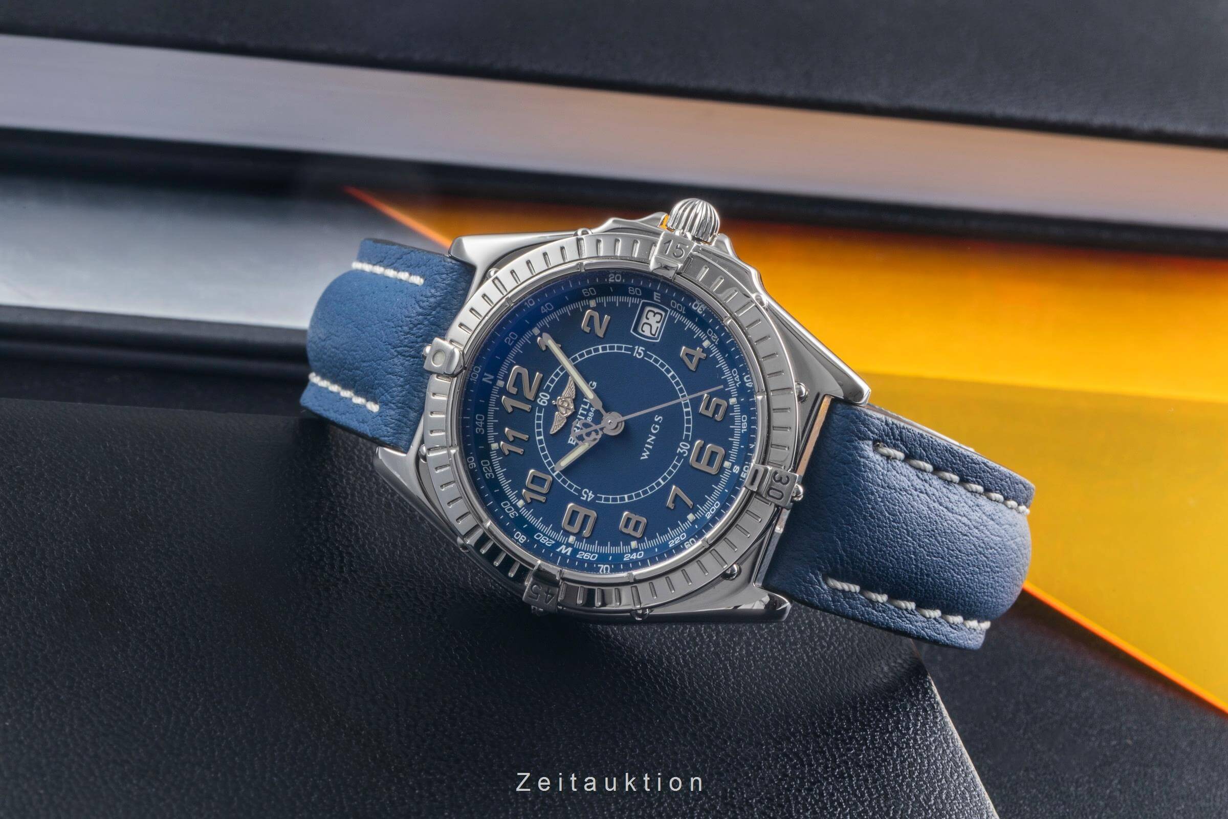 Breitling Wings Blue Dial Edelstahl Herrenuhr Ref. A66050 Klassiker [2501144]