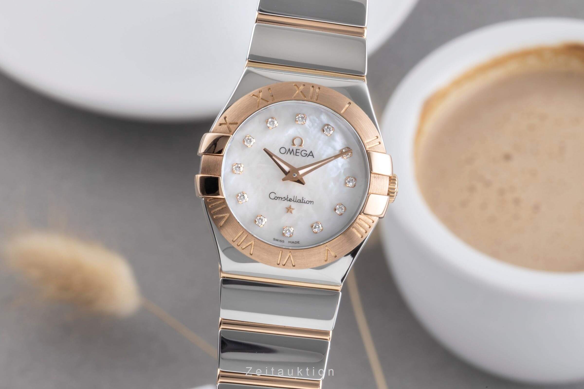 Omega Constellation Stahl Rosegold MOP Diamanten Damen Ref. 123.20.27.60.55.003  [2501182]
