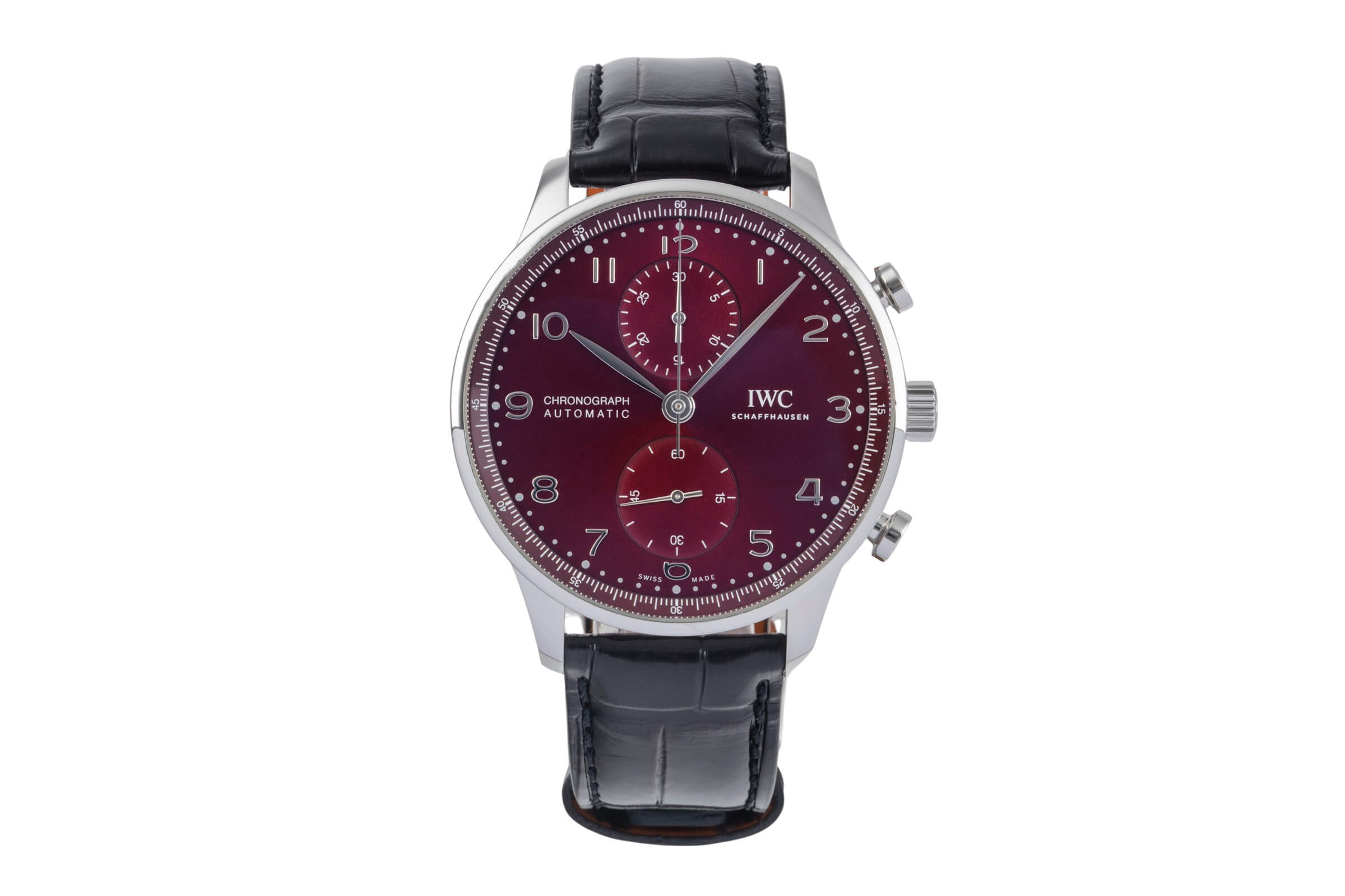 IWC Portugieser Chronograph Red Dial Stahl Automatik Herrenuhr Ref. IW371616 B&P [2501269]
