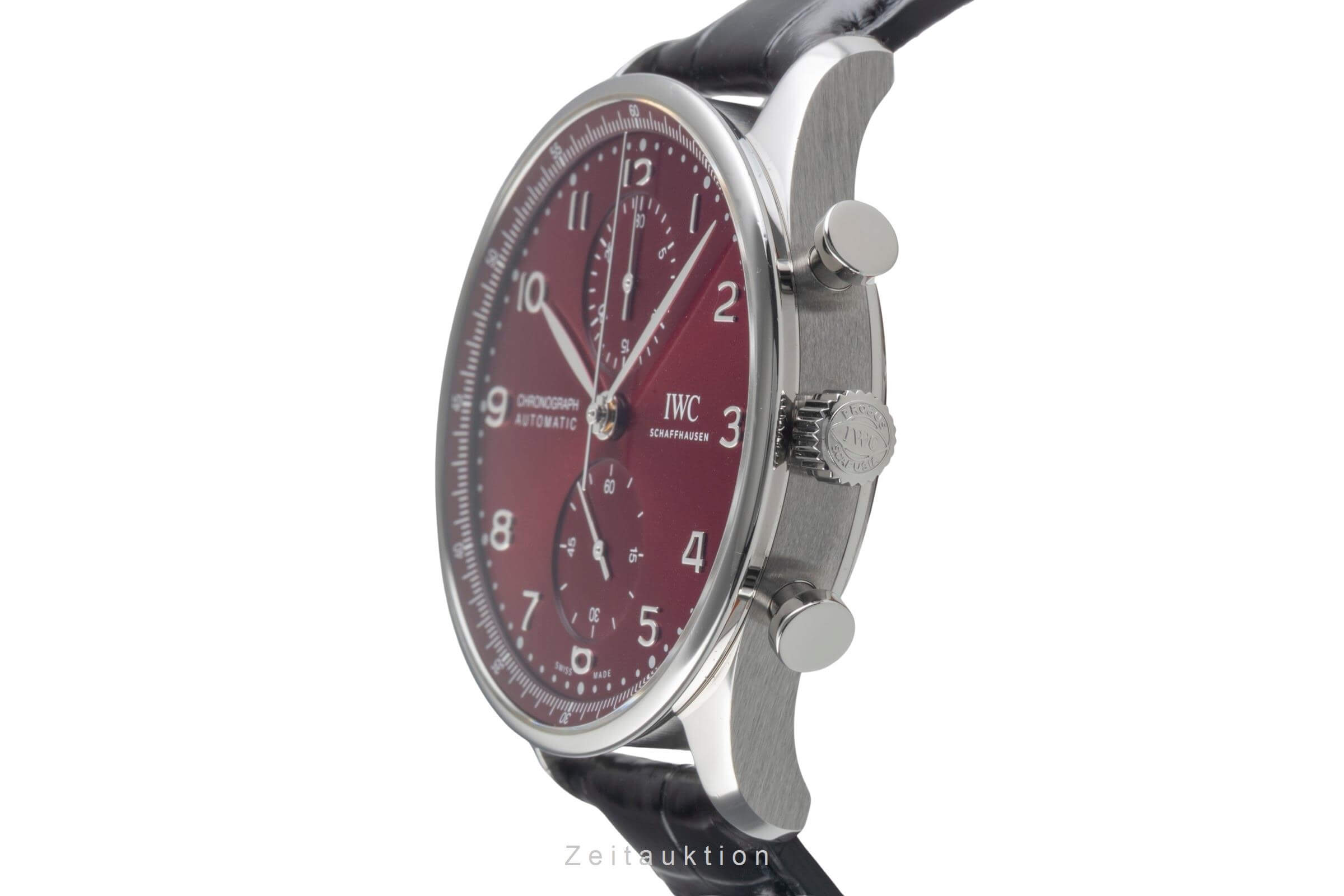 IWC Portugieser Chronograph Red Dial Stahl Automatik Herrenuhr Ref. IW371616 B&P [2501269]