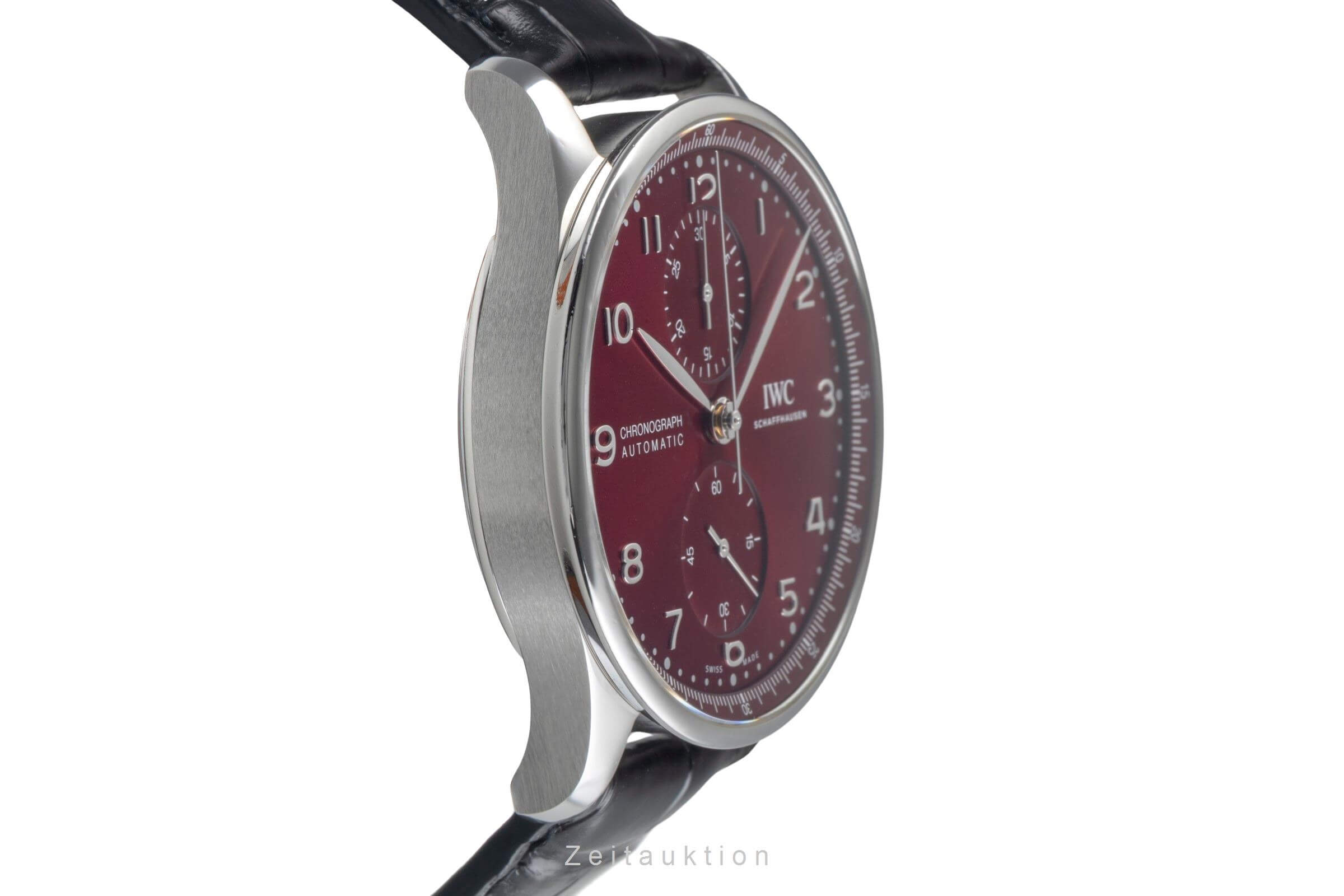 IWC Portugieser Chronograph Red Dial Stahl Automatik Herrenuhr Ref. IW371616 B&P [2501269]