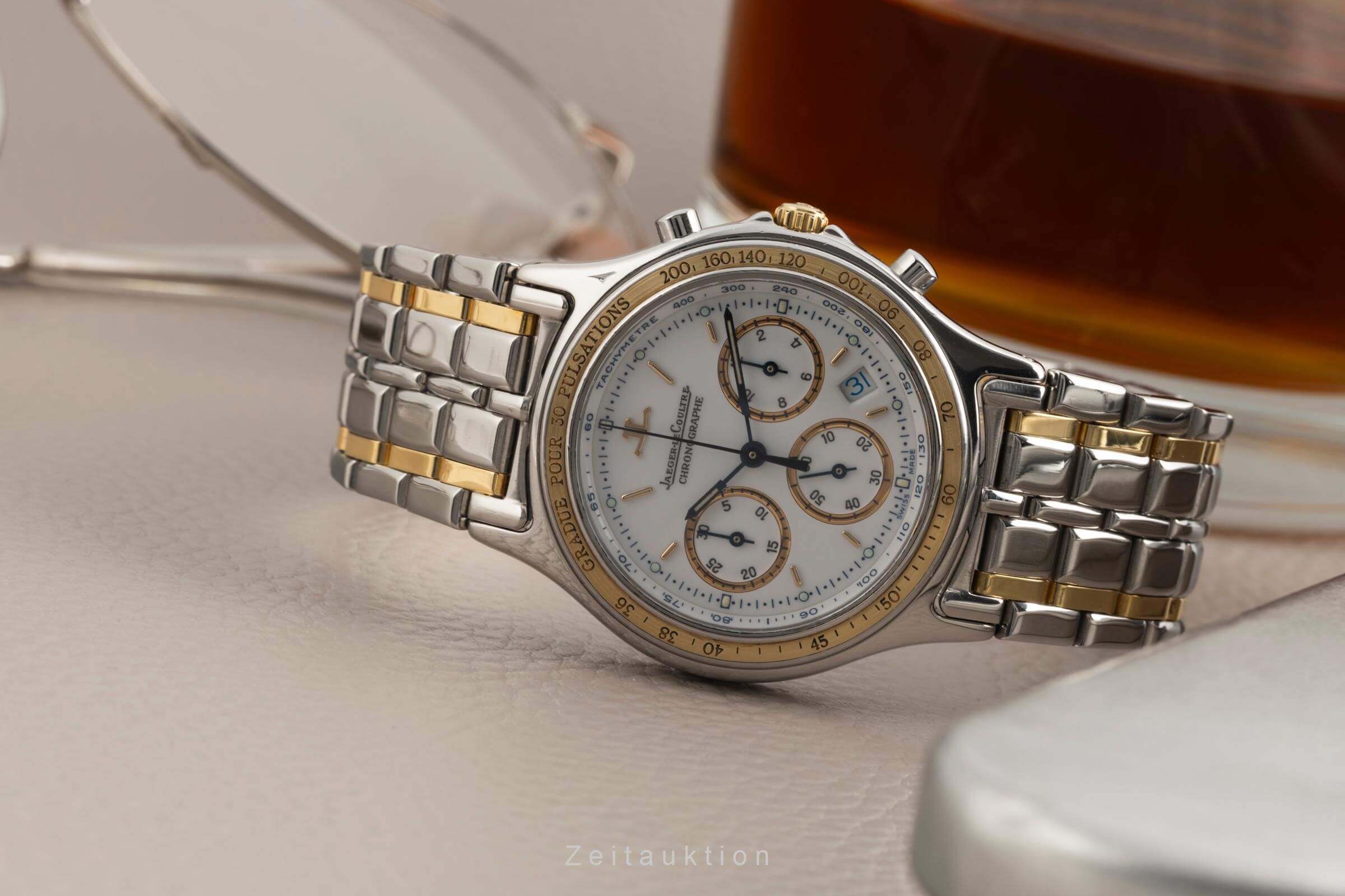 Jaeger LeCoultre Heraion chronograph steel gold quartz 630