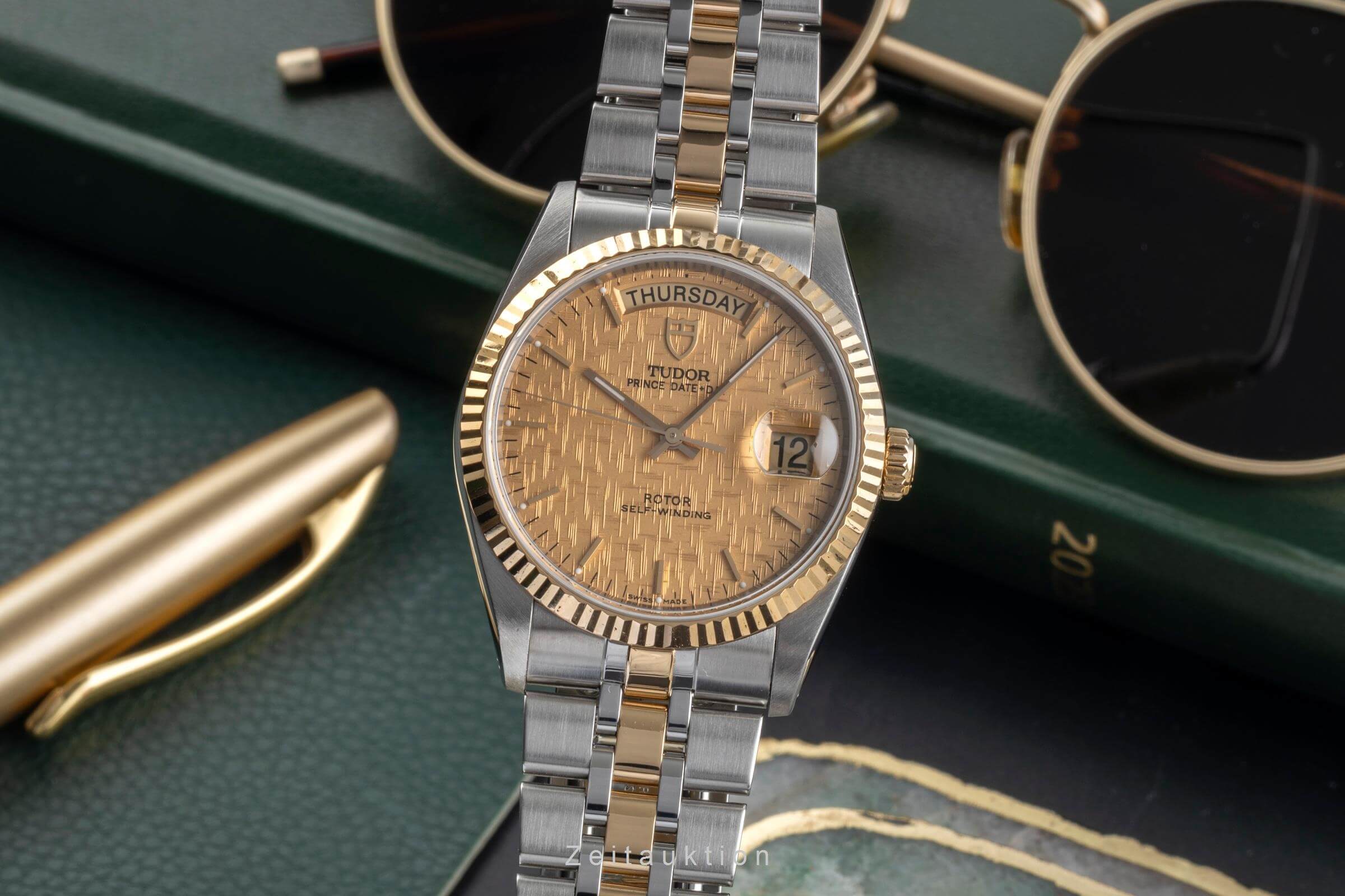 Tudor Oyster Prince Date Day Stahl Gold Linen Dial Automatik Herren Ref. 76213 [2501329]