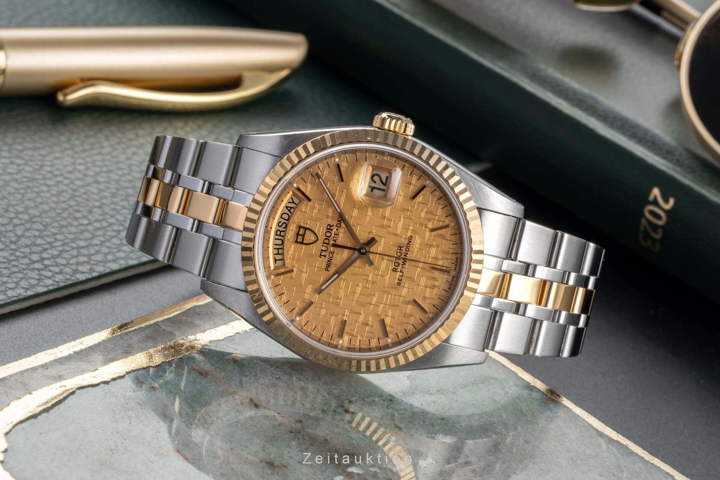 Tudor Oyster Prince Date Day Stahl Gold Linen Dial Automatik Herren Ref. 76213 [2501329]