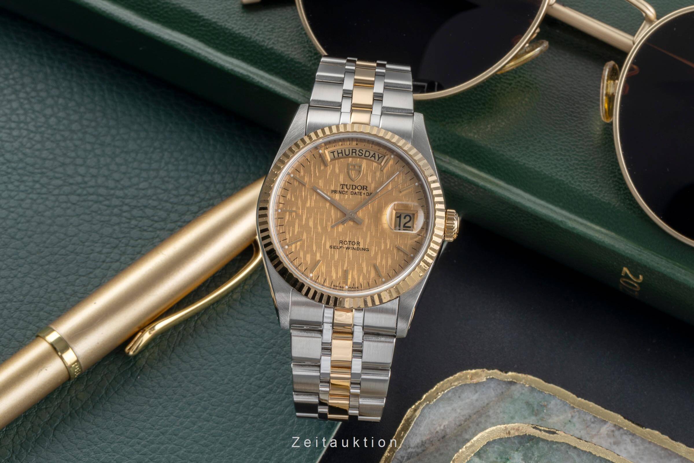 Tudor Oyster Prince Date Day Stahl Gold Linen Dial Automatik Herren Ref. 76213 [2501329]