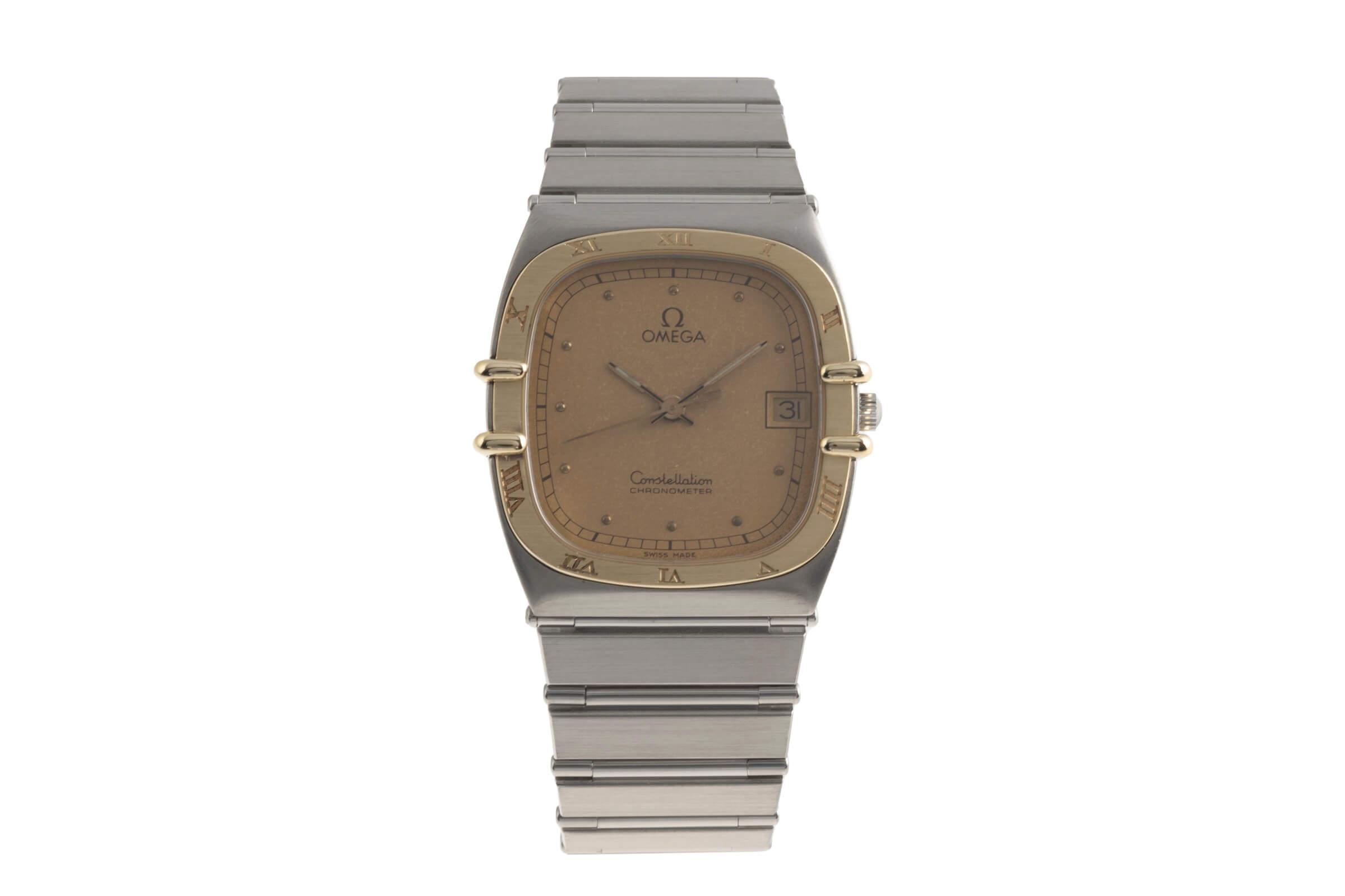 Omega Constellation acciaio / oro quarzo orologio da uomo 398.0877 Vintage  [2501402]