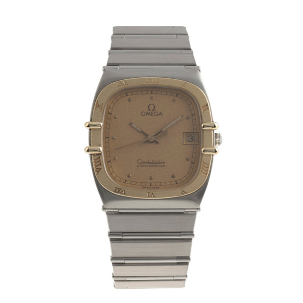 Omega Constellation acciaio / oro quarzo orologio da uomo 398.0877 Vintage  [2501402]