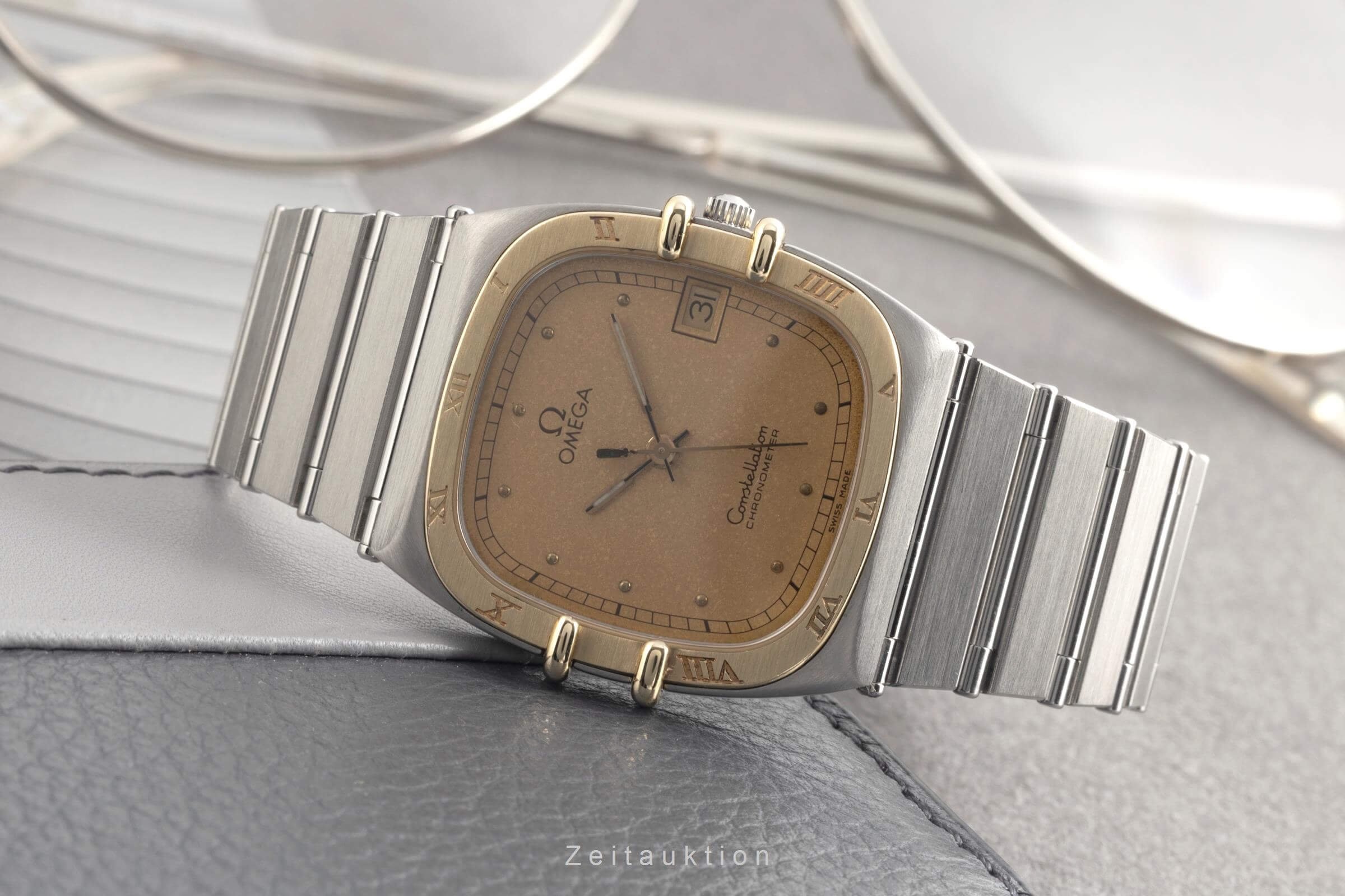 Omega Constellation acciaio / oro quarzo orologio da uomo 398.0877 Vintage  [2501402]