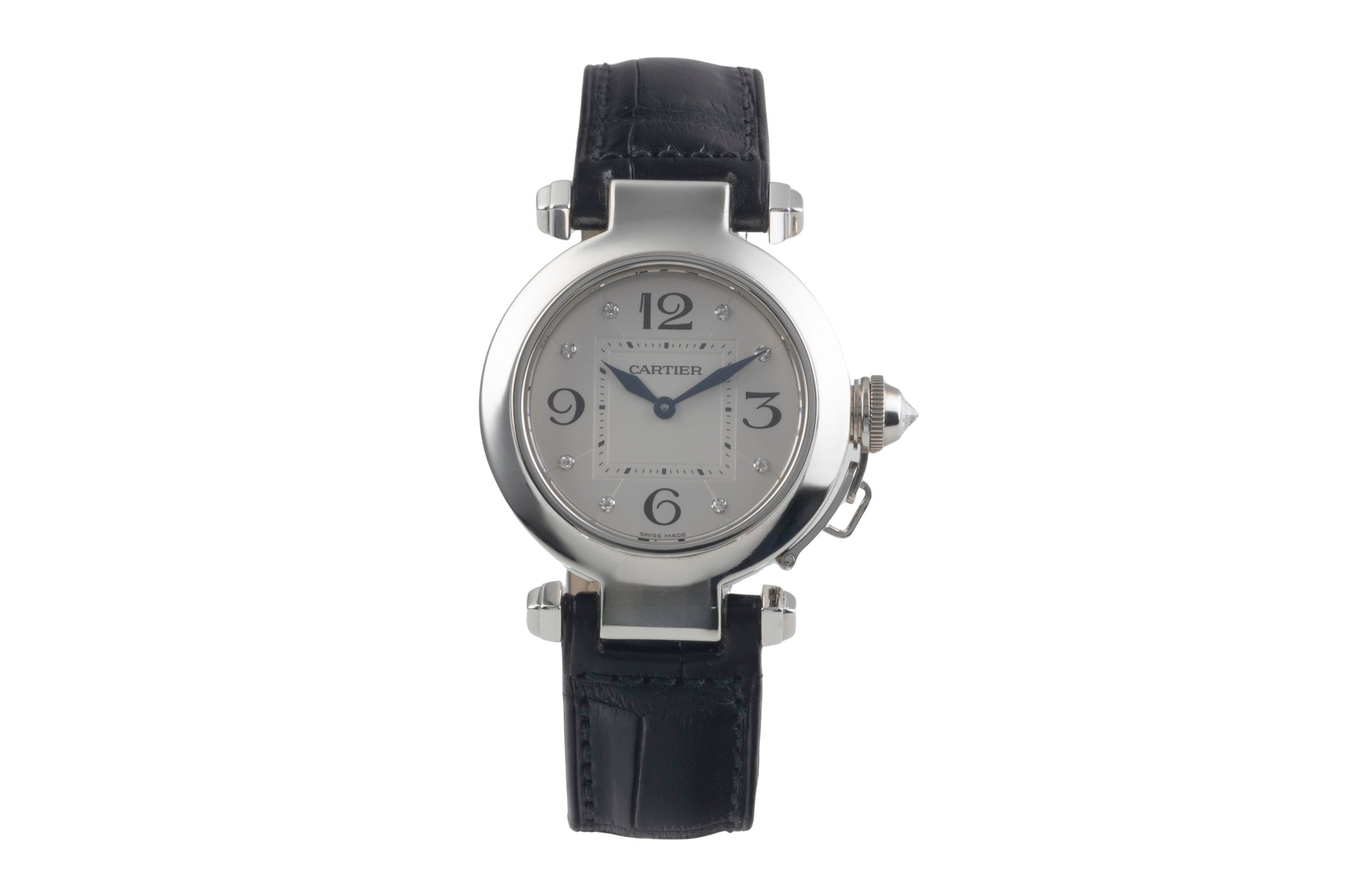 Cartier Pasha 18K (0,750) Weissgold Diamant Zifferblatt Damenuhr Ref.WJ11902G  [2501425]