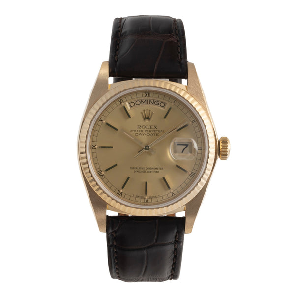 Rolex Day-Date oro de 18 quilates automático reloj para caballeros 18038 Vintage  [2501534]