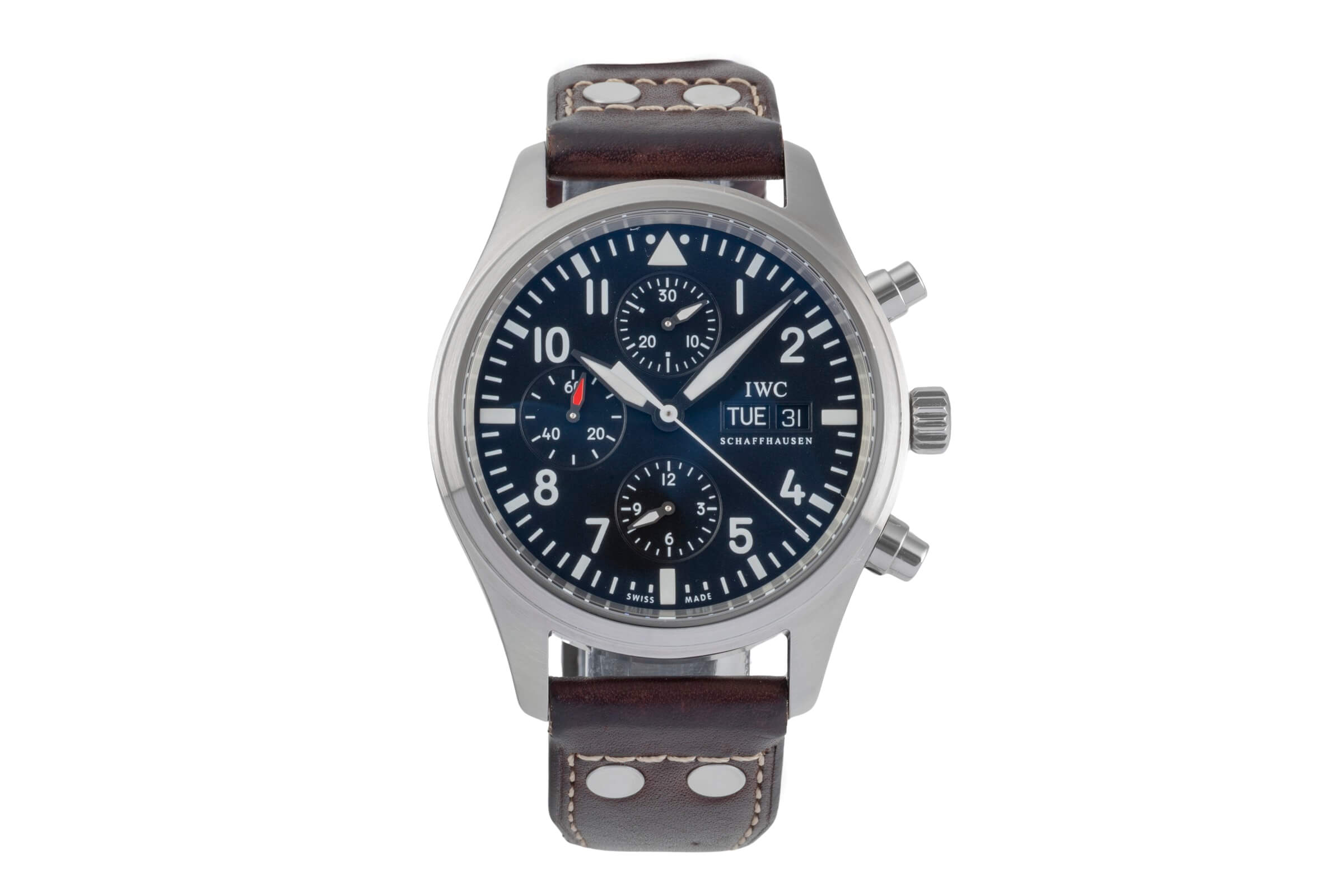 IWC Fliegerchronograph chronographe acier automatique montre pour hommes IW371701 LP: 7700EUR  [2501537]