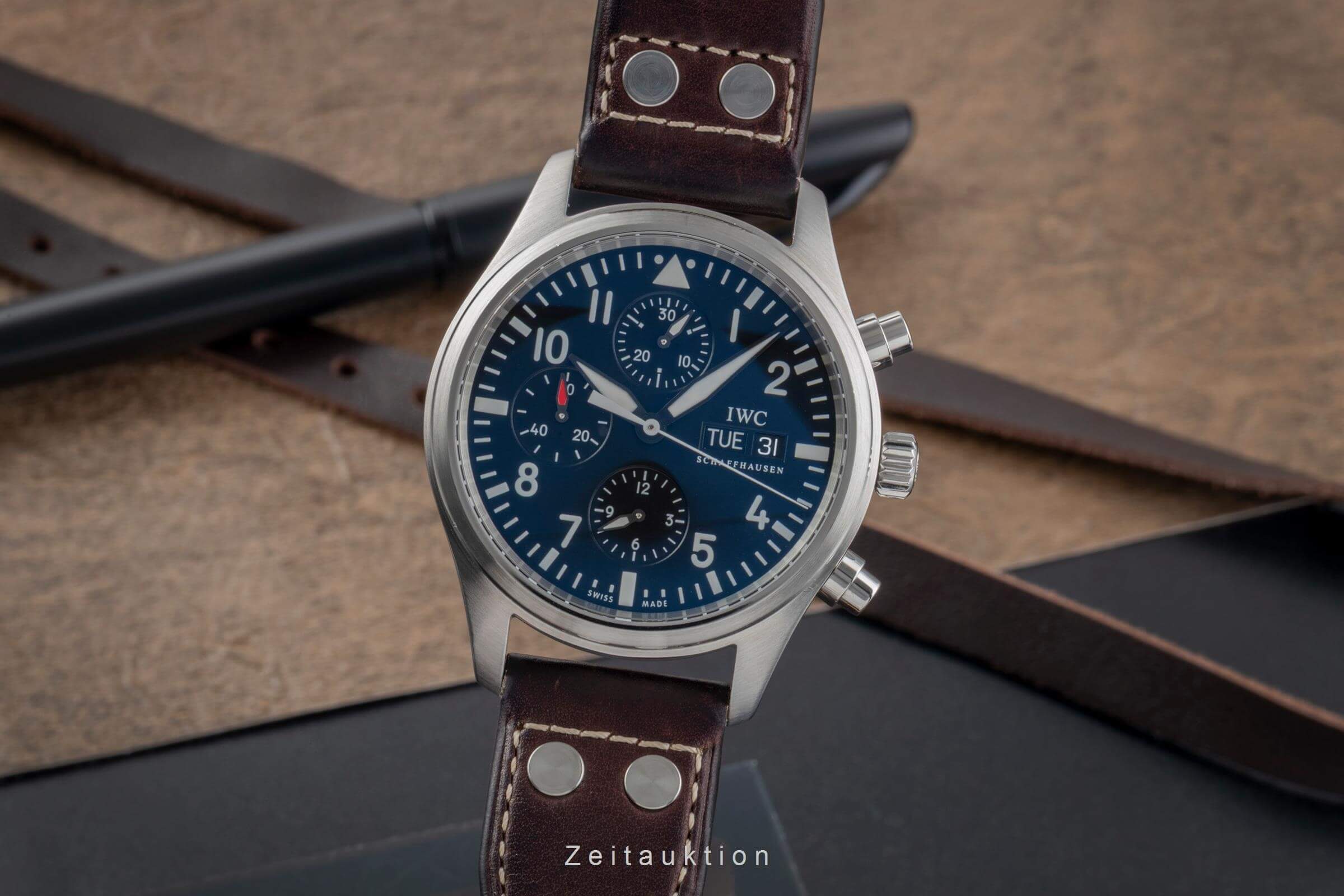 IWC Fliegerchronograph chronographe acier automatique montre pour hommes IW371701 LP: 7700EUR  [2501537]