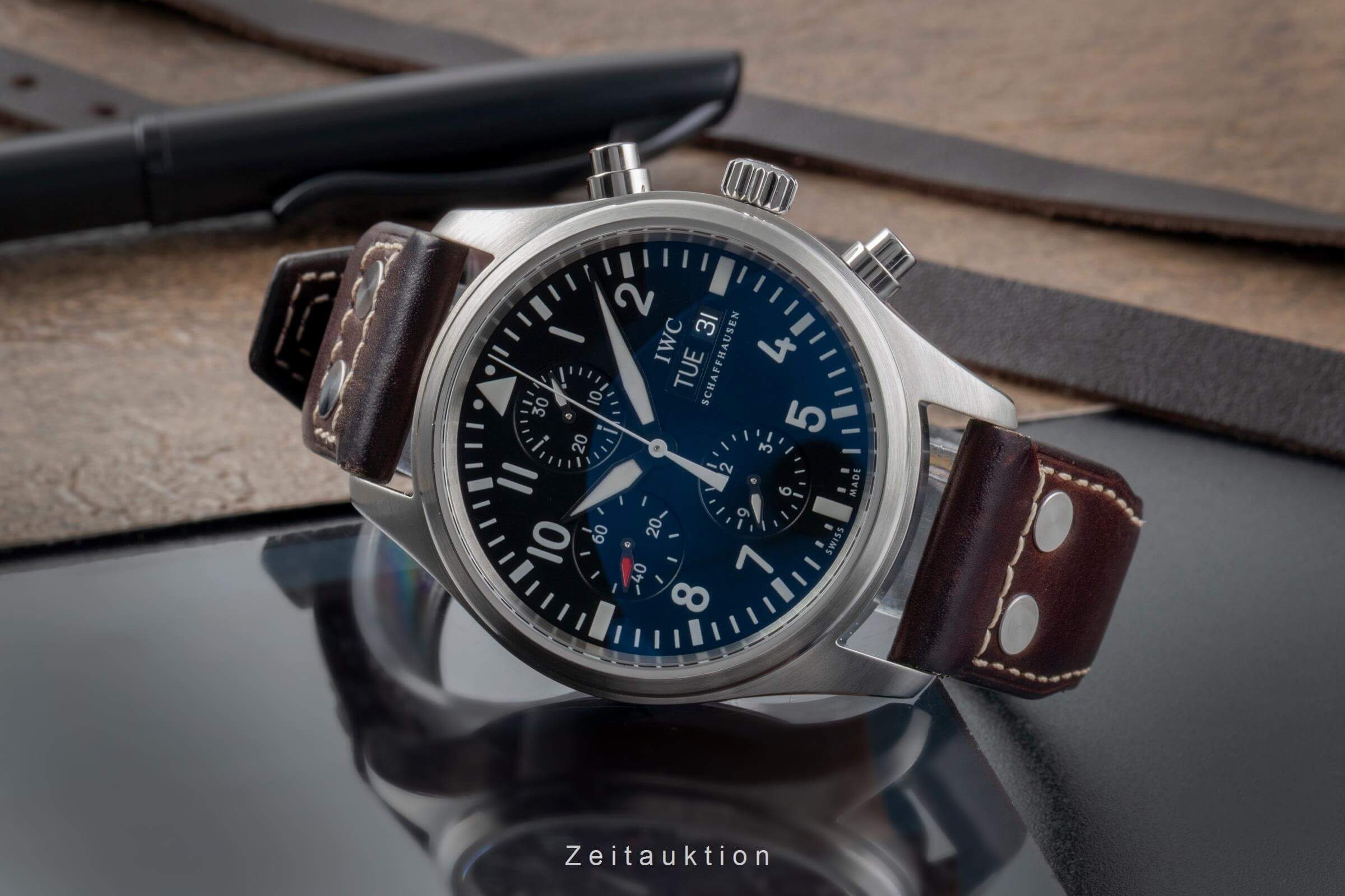 IWC Fliegerchronograph chronographe acier automatique montre pour hommes IW371701 LP: 7700EUR  [2501537]