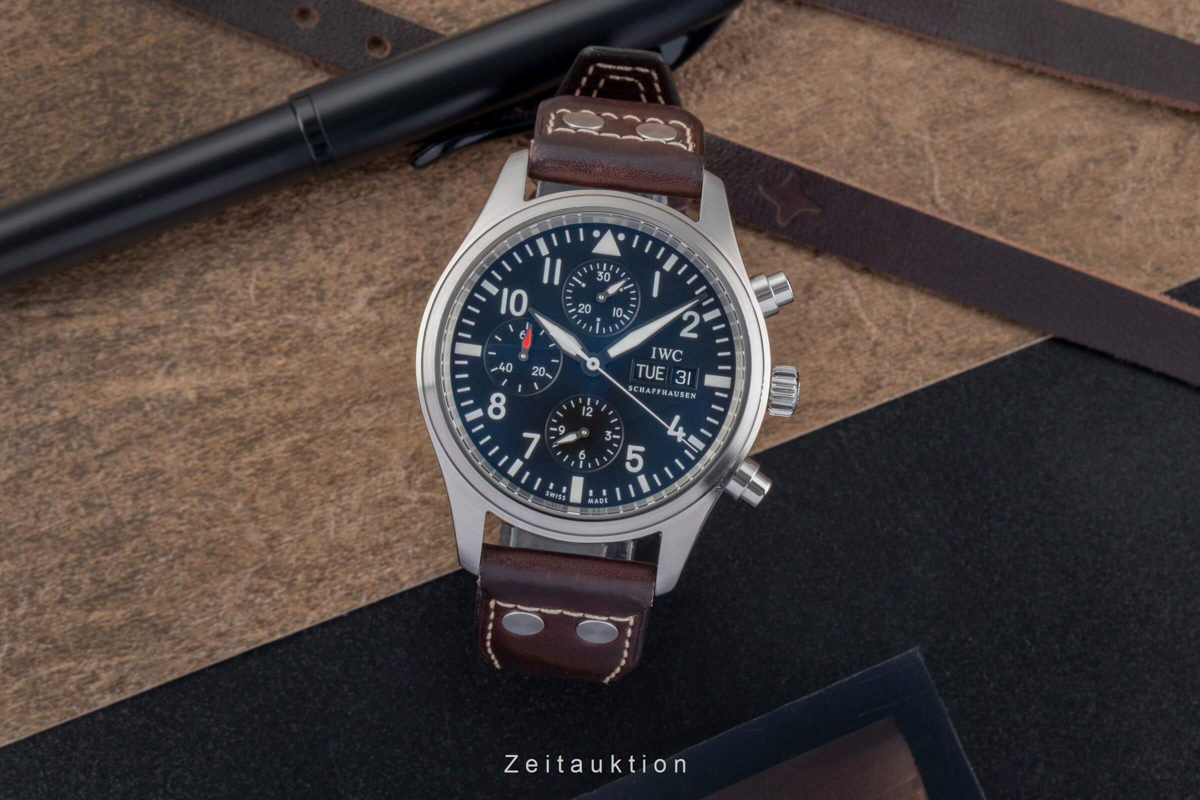 IWC Fliegerchronograph chronographe acier automatique montre pour hommes IW371701 LP: 7700EUR  [2501537]