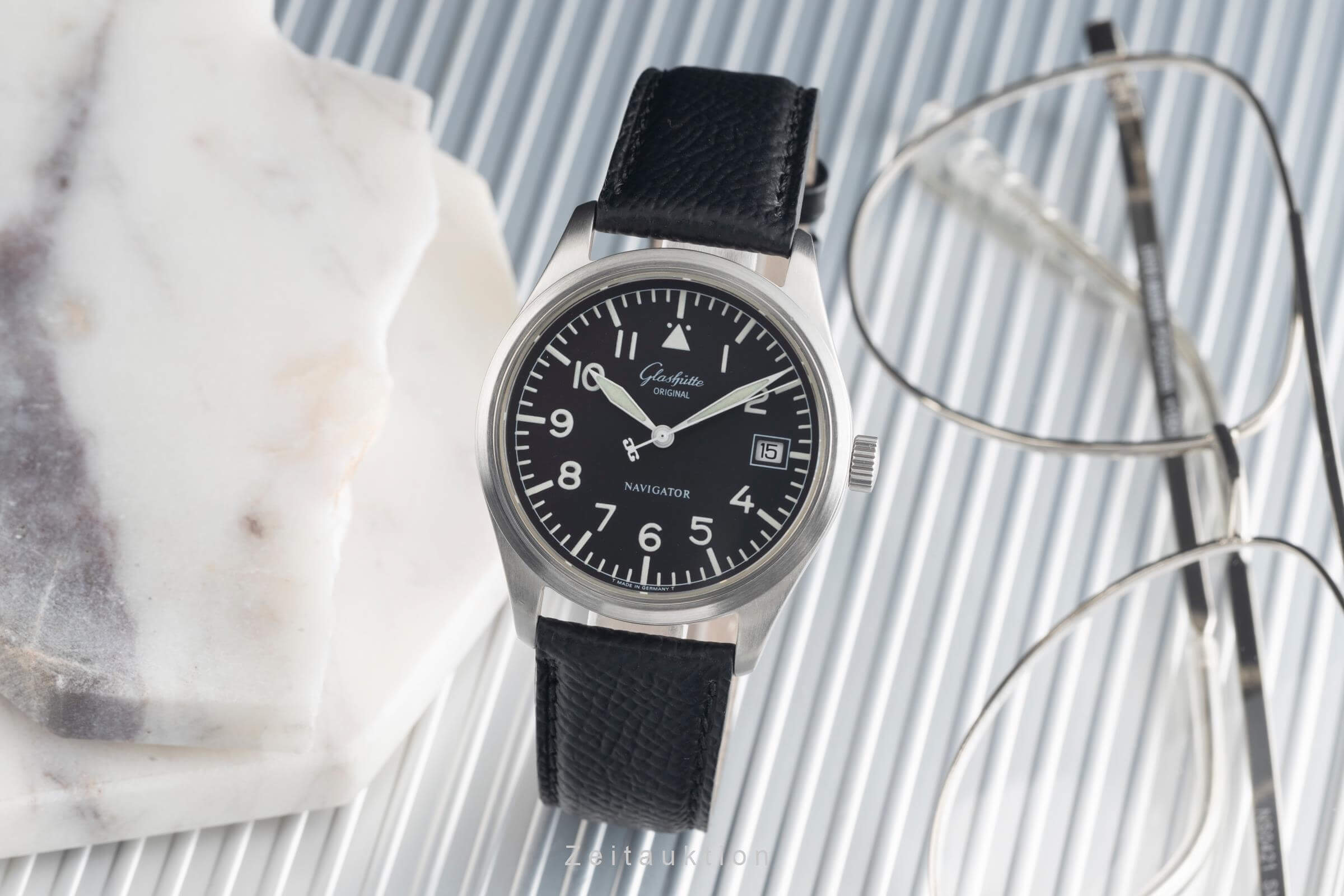 Glashütte Navigator acero automático reloj para caballeros 10-33-07-07-04  [2501617]