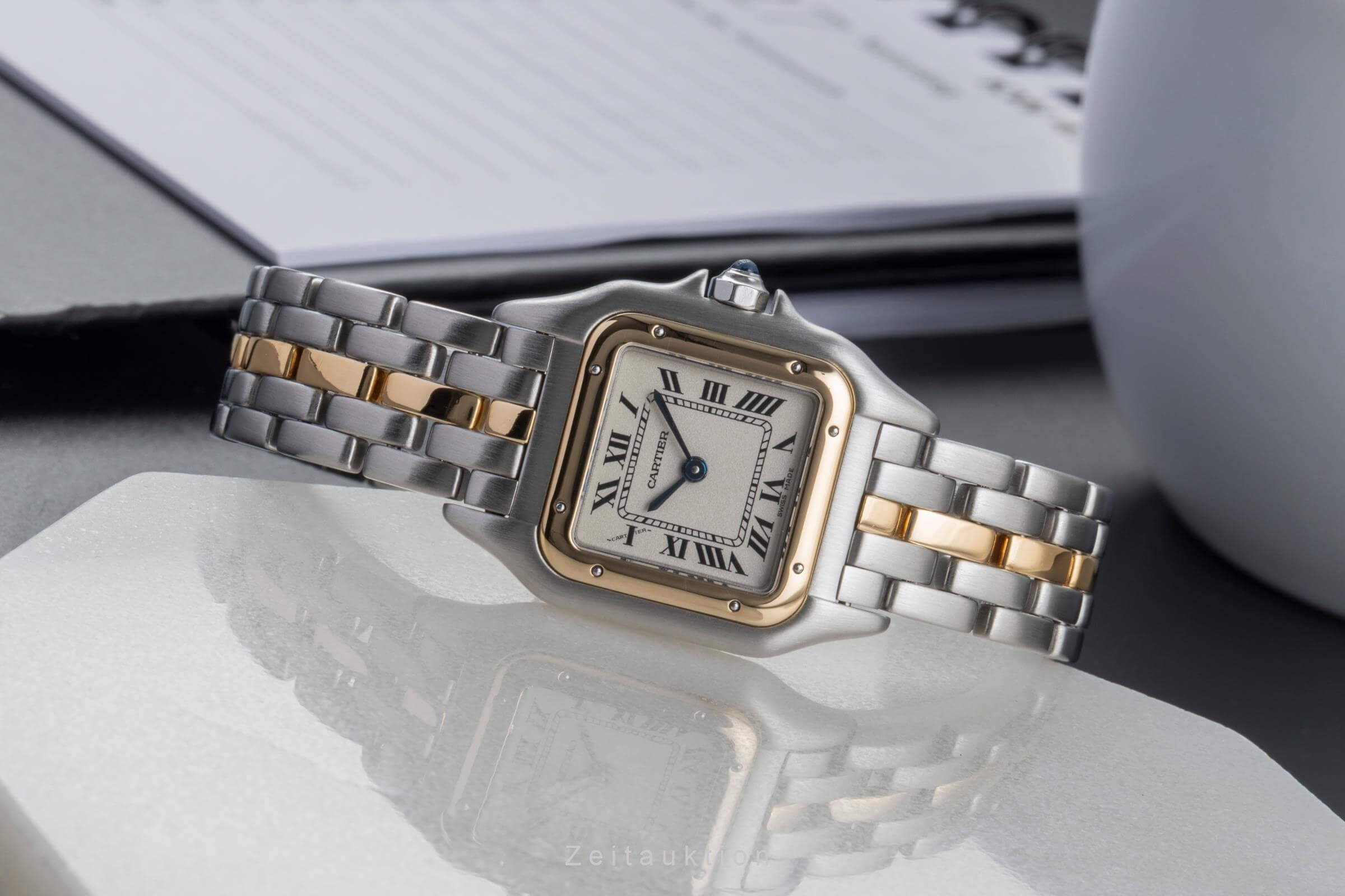 Damenuhren Cartier Bicolor Uhr Cartier Panthere Stahl Gold Quarz