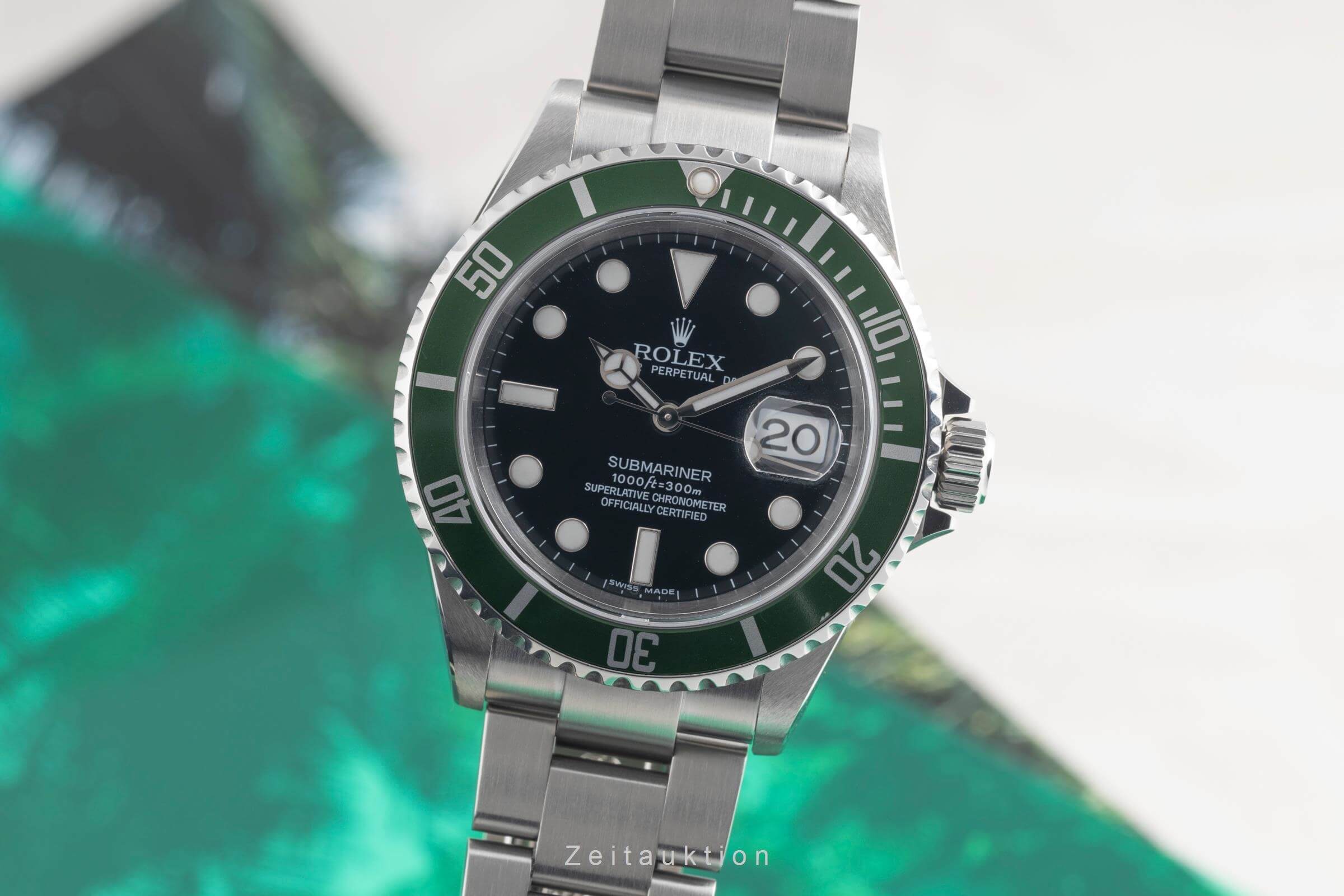 Rolex Submariner Date Kermit Automatik Stahl Herrenuhr Ref. 16610LV B&P 2007 [2501816]