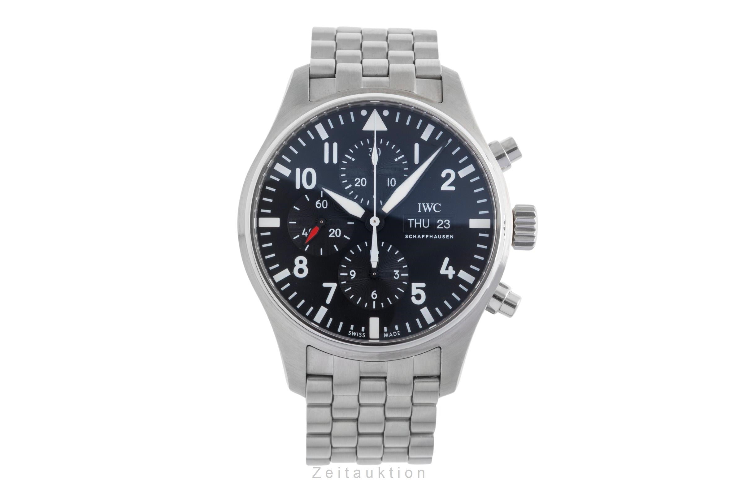 IWC Fliegerchronograph chronographe acier automatique montre pour hommes IW377710 LP: 9000EUR  [2501841]