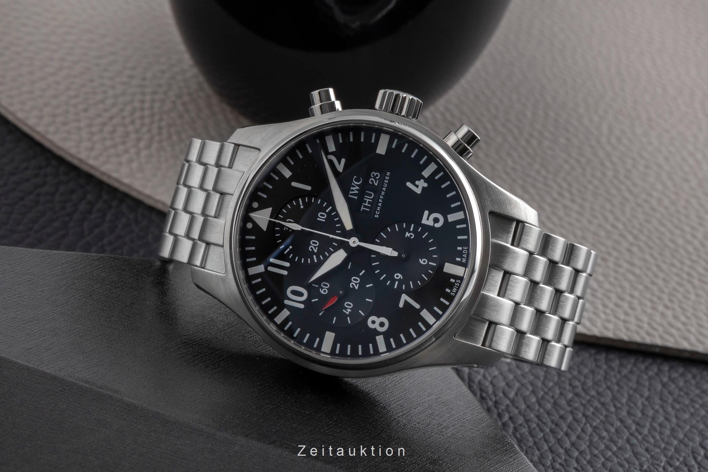 IWC Fliegerchronograph chronographe acier automatique montre pour hommes IW377710 LP: 9000EUR  [2501841]