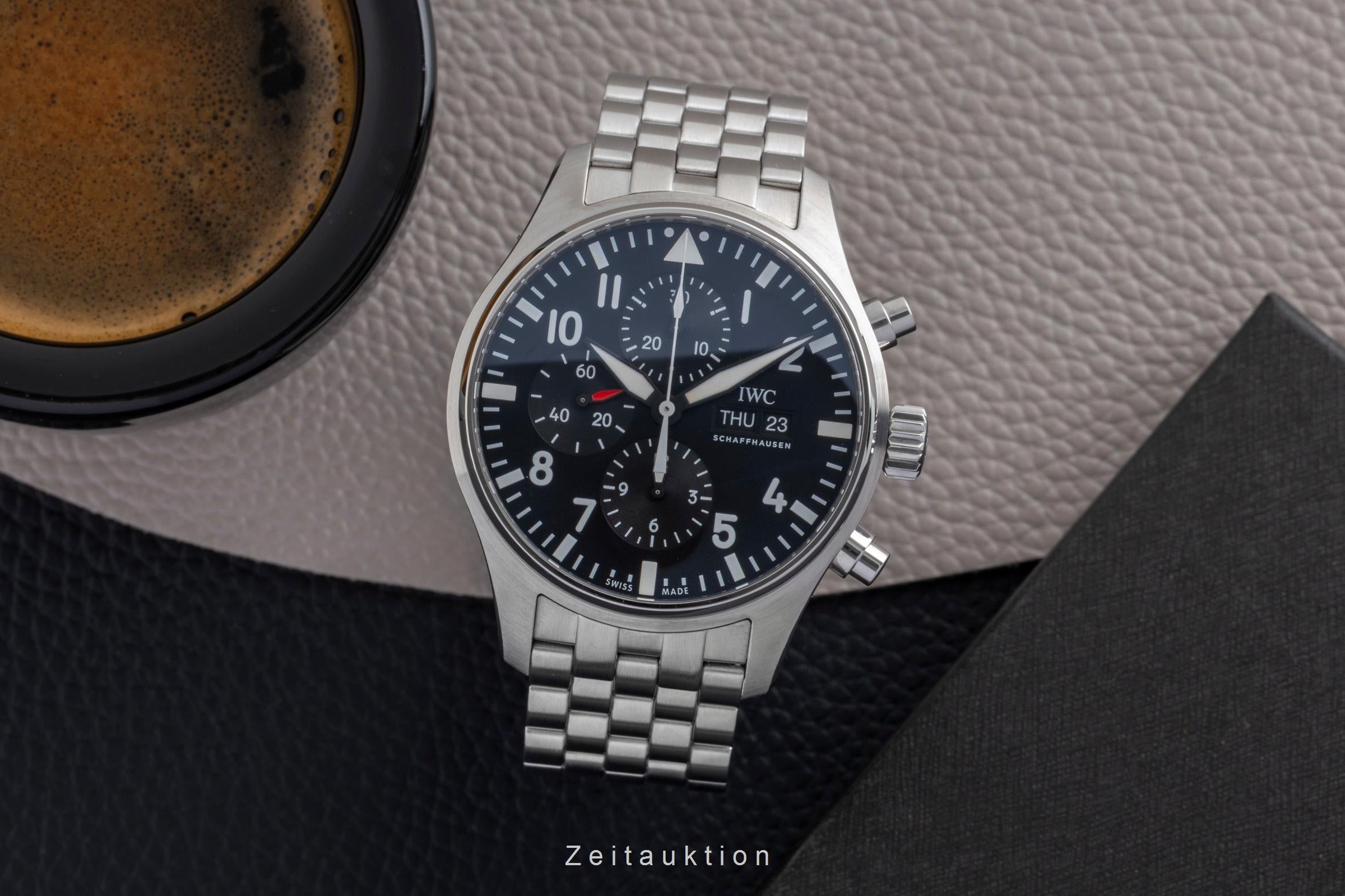 IWC Fliegerchronograph chronographe acier automatique montre pour hommes IW377710 LP: 9000EUR  [2501841]