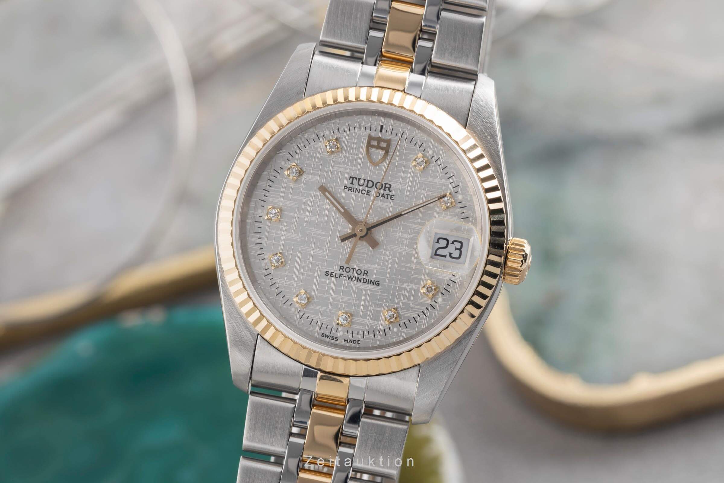 Tudor Prince Oysterdate Stahl / Gold Diamonds Automatik Ref. 74033 Papiere 2002 [2501856]
