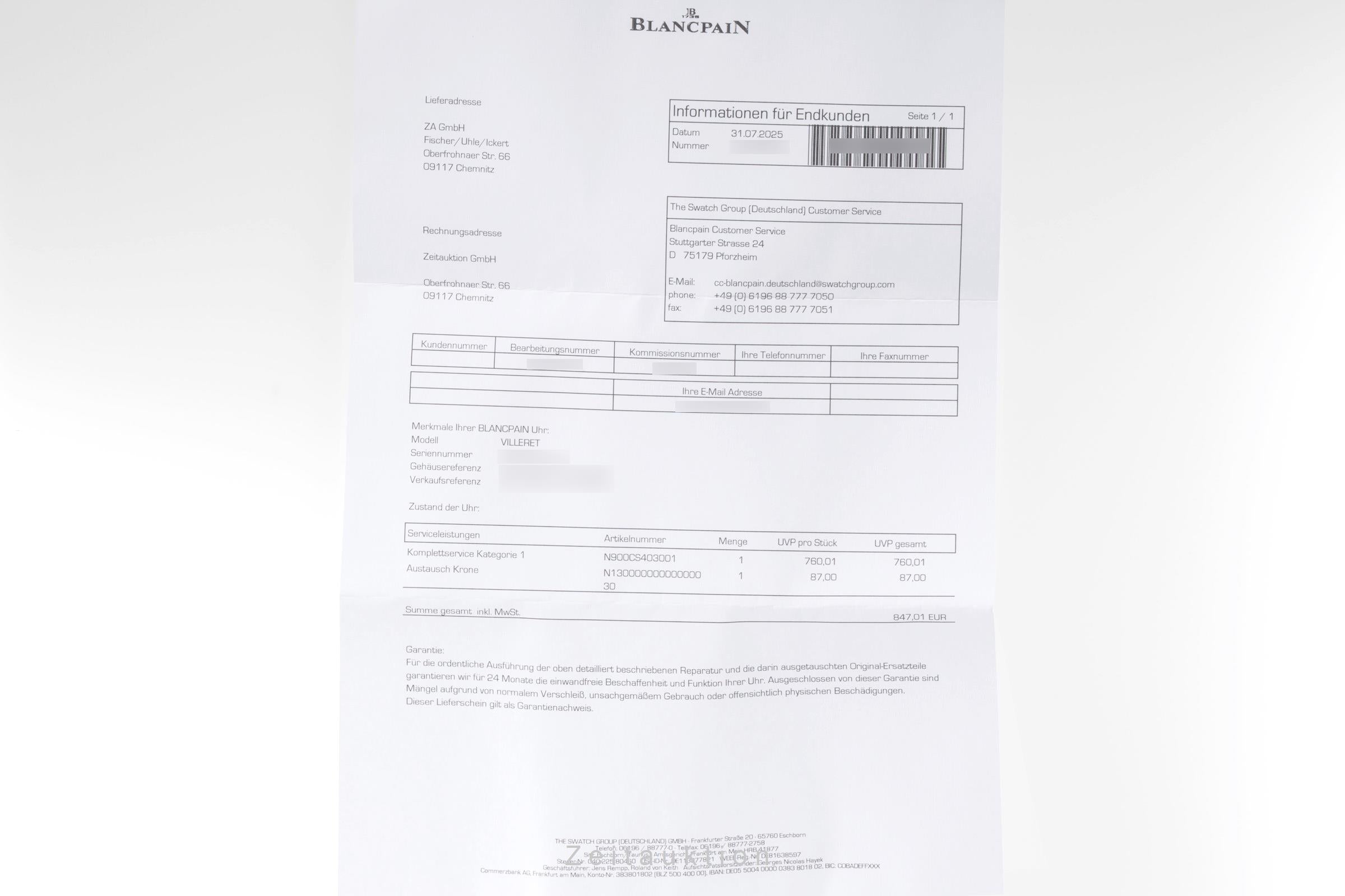 Blancpain Villeret acier / or  automatique montre pour hommes 1195-1318  [2501923]