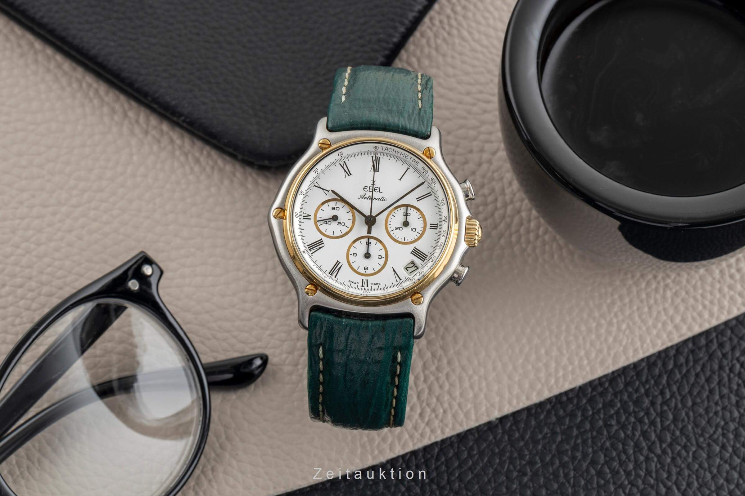 Ebel 1911 chronographe acier / or  automatique montre pour hommes 1134801  [2501988]