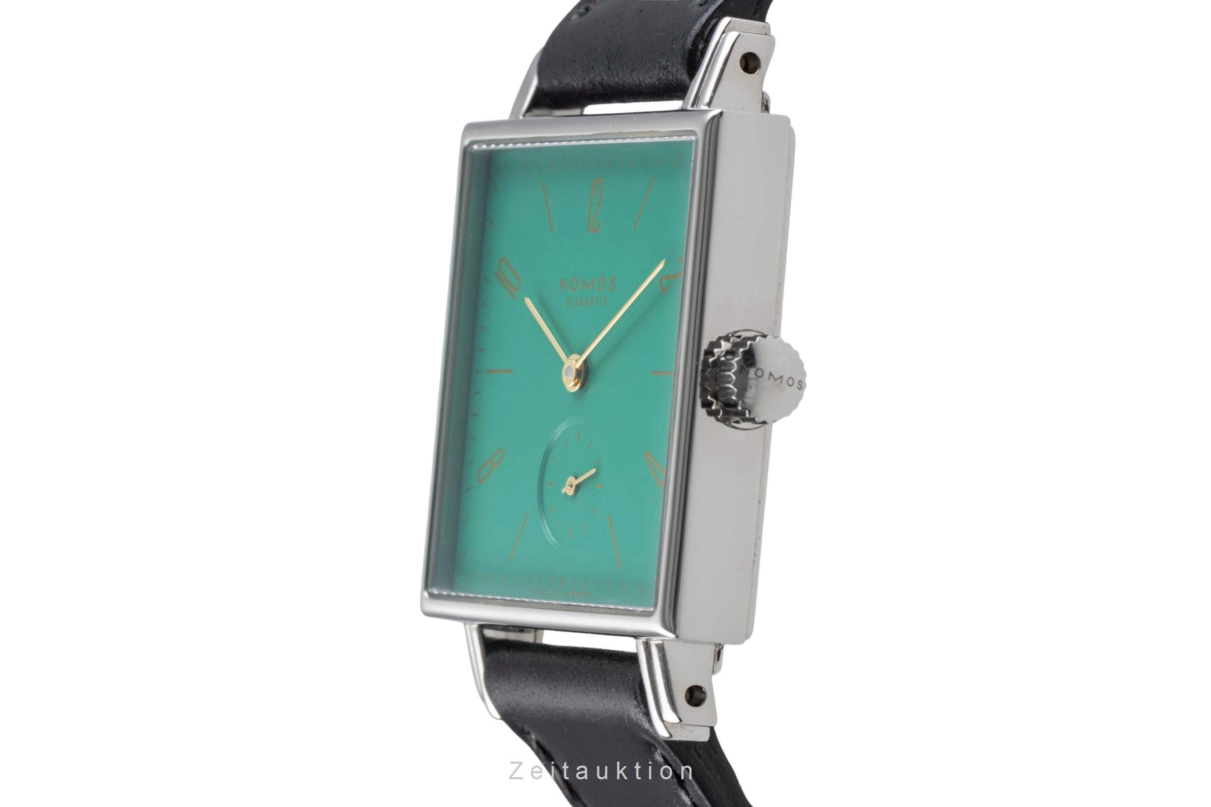 Nomos Tetra Clärchen Edelstahl Handaufzug Green Dial Herrenuhr Ref. 489  [2502033]