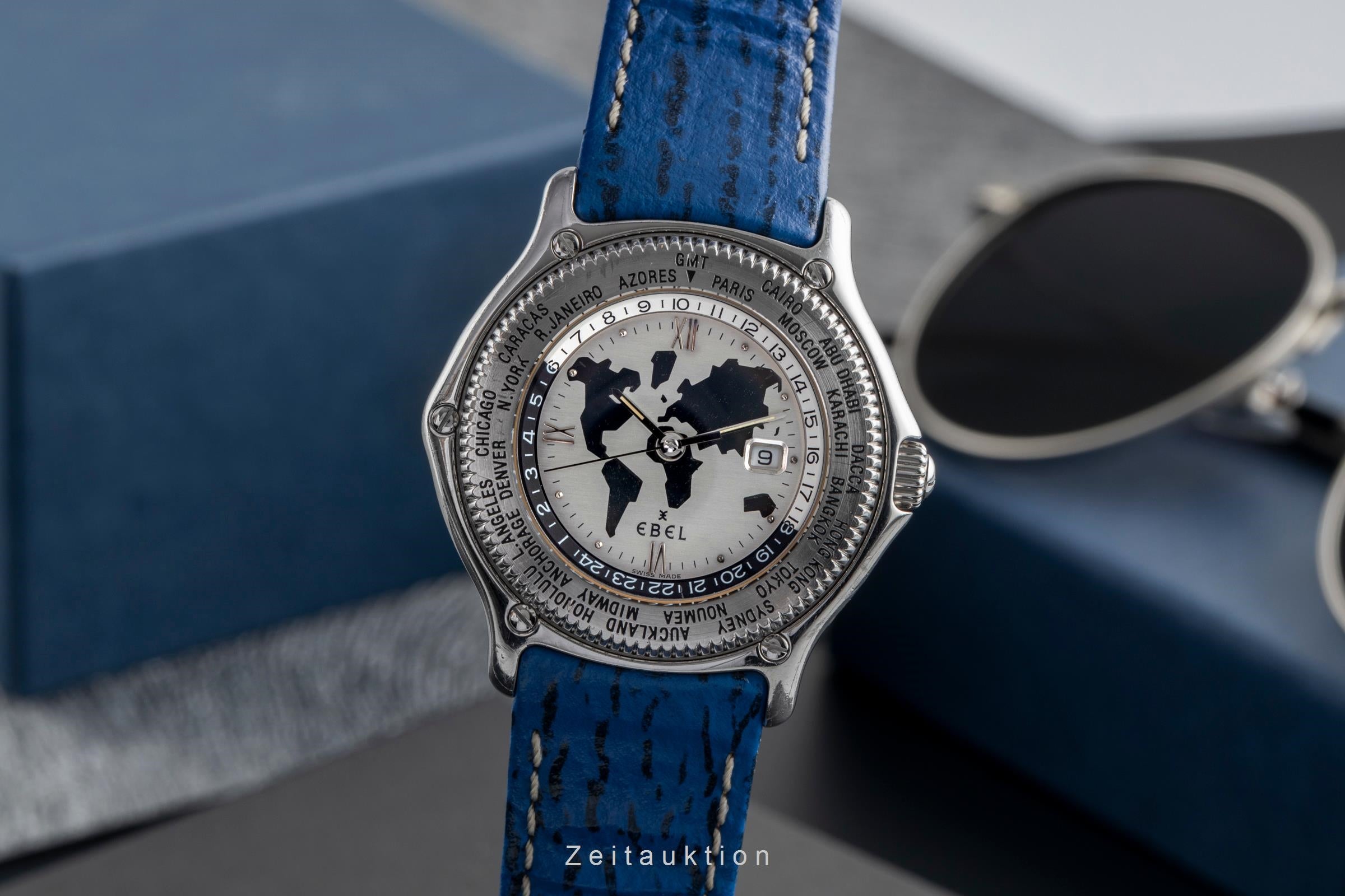 Ebel Voyager GMT World Timer Automatik Stahl Datum Herrenuhr Ref. 9124913  [2502073]