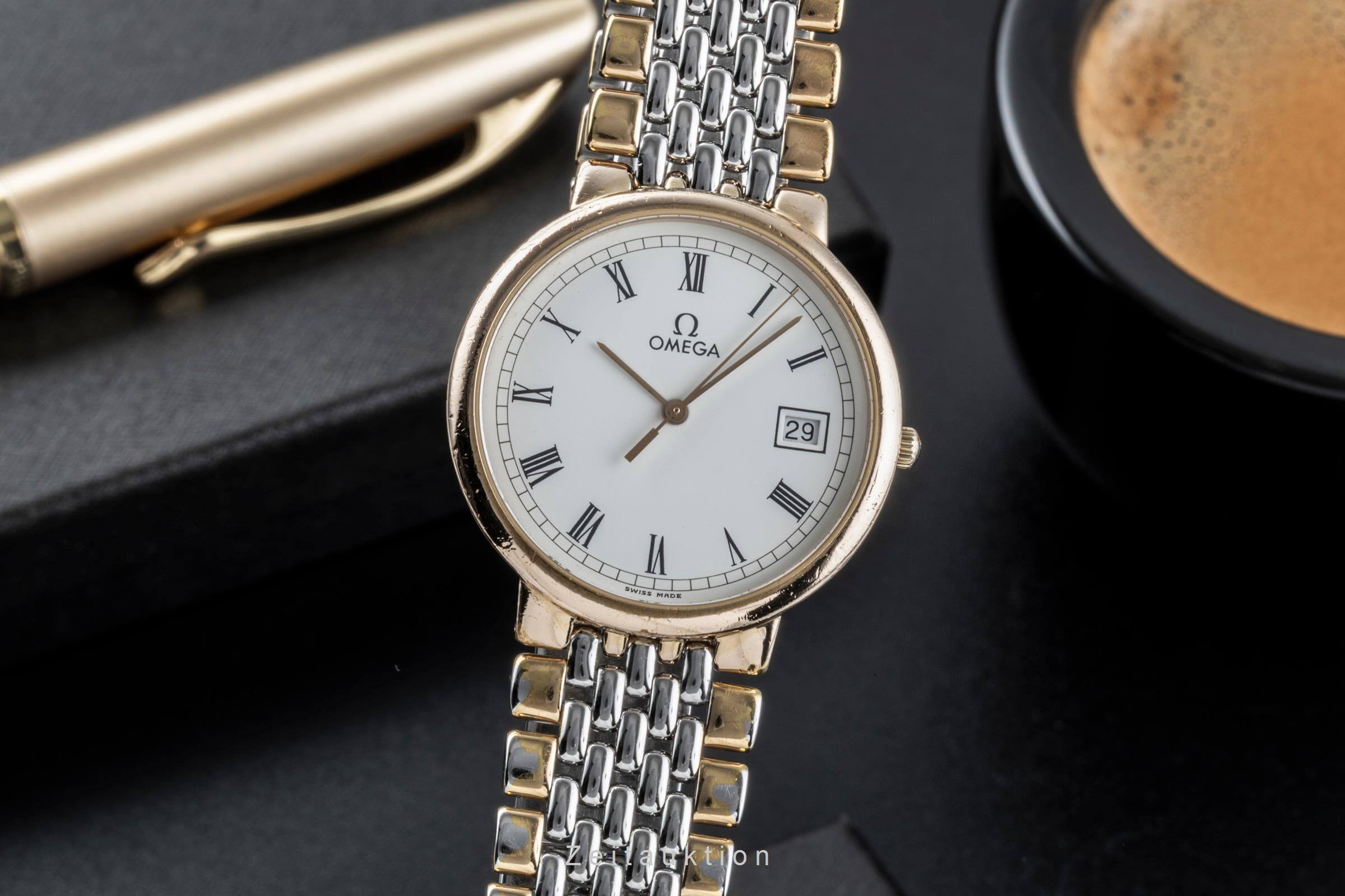 Omega De Ville gilt / steel quartz men's watch 396.1012  [2502074]