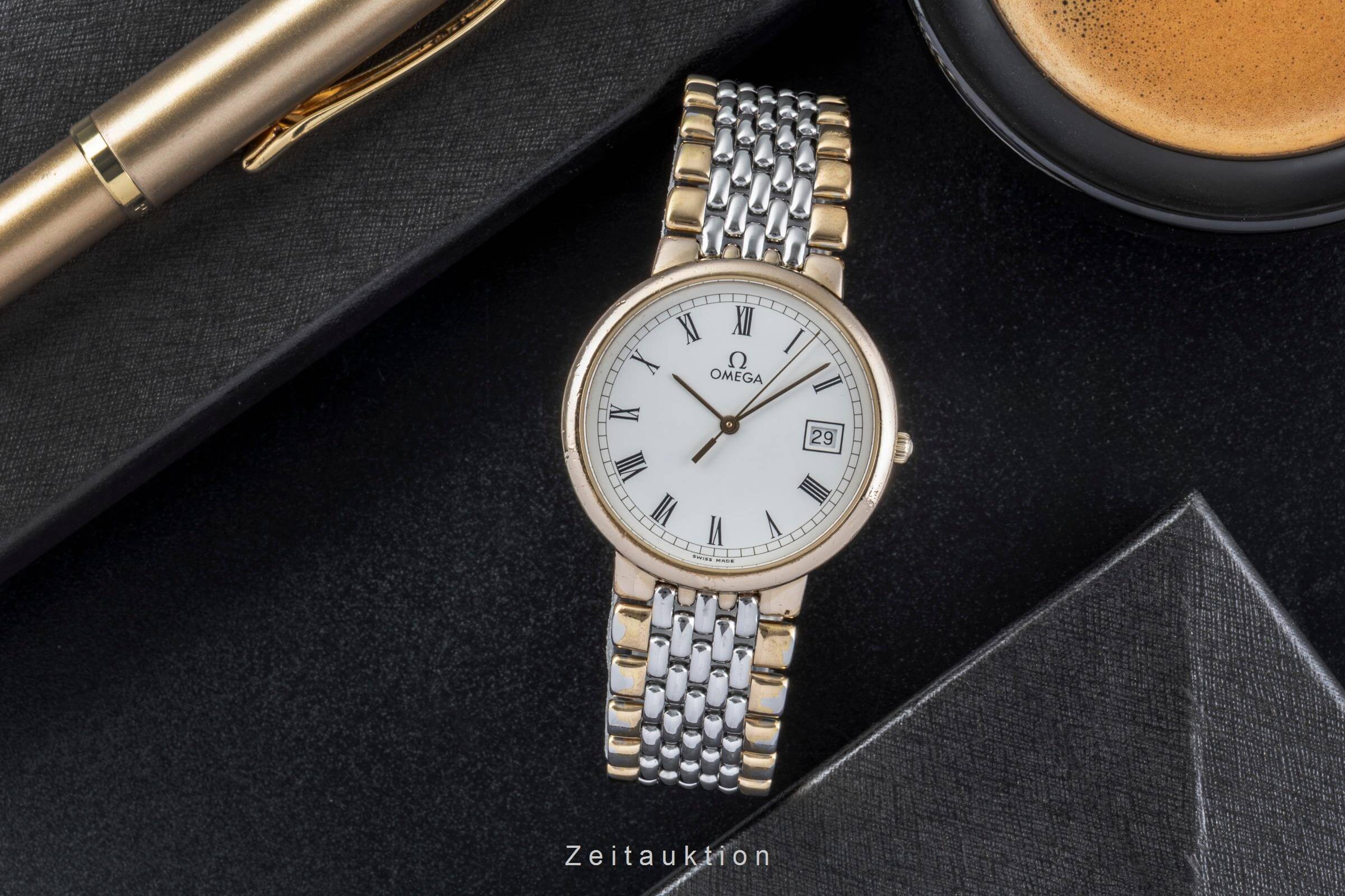 Omega De Ville gilt / steel quartz men's watch 396.1012  [2502074]