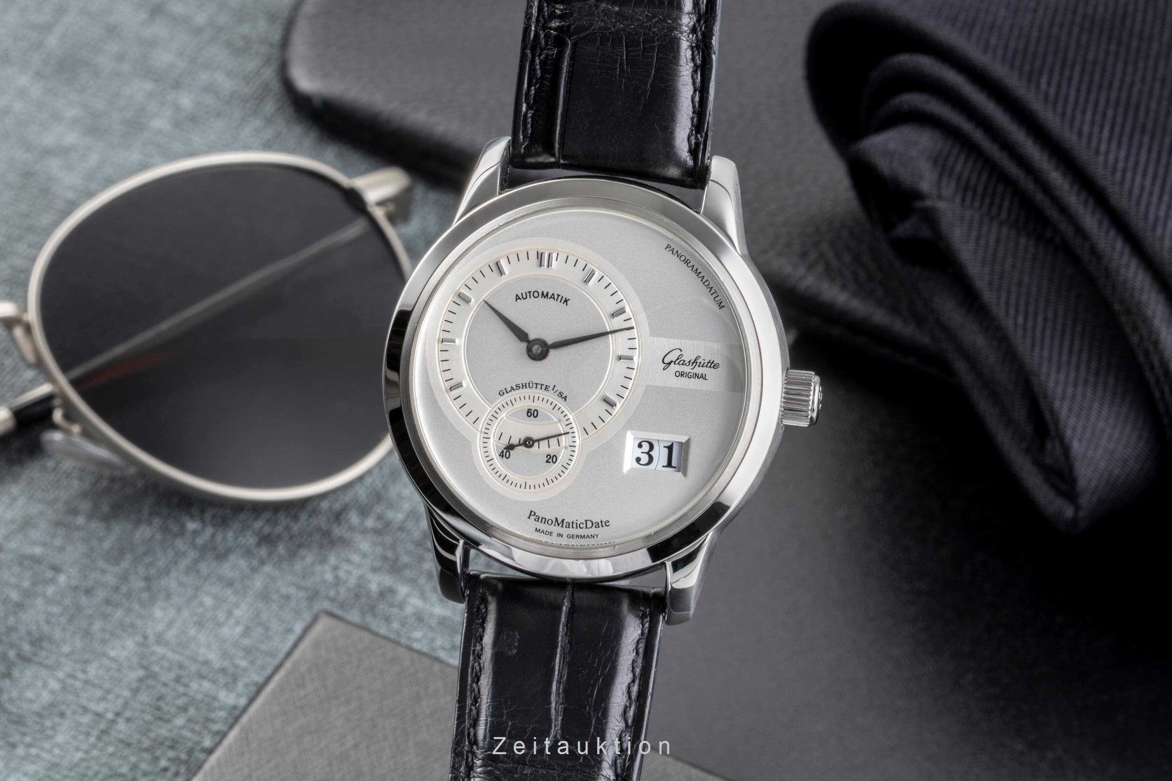 Glashütte PanoMaticDate acier automatique montre pour hommes 90-01-02-02-04  [2502087]