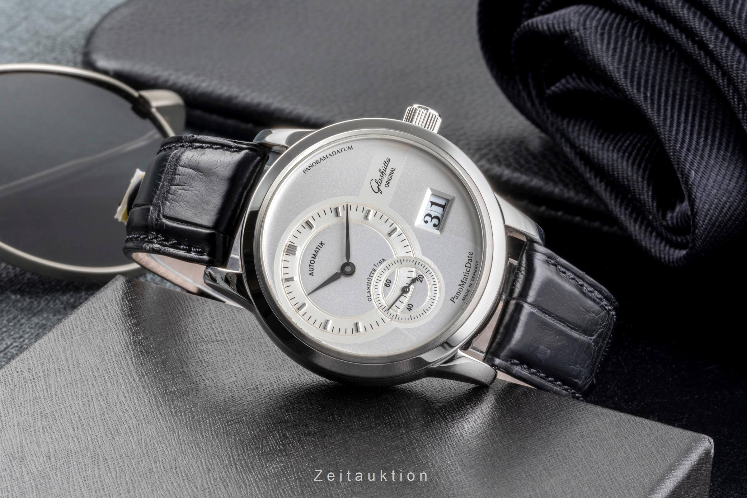 Glashütte PanoMaticDate acero automático reloj para caballeros 90-01-02-02-04  [2502087]