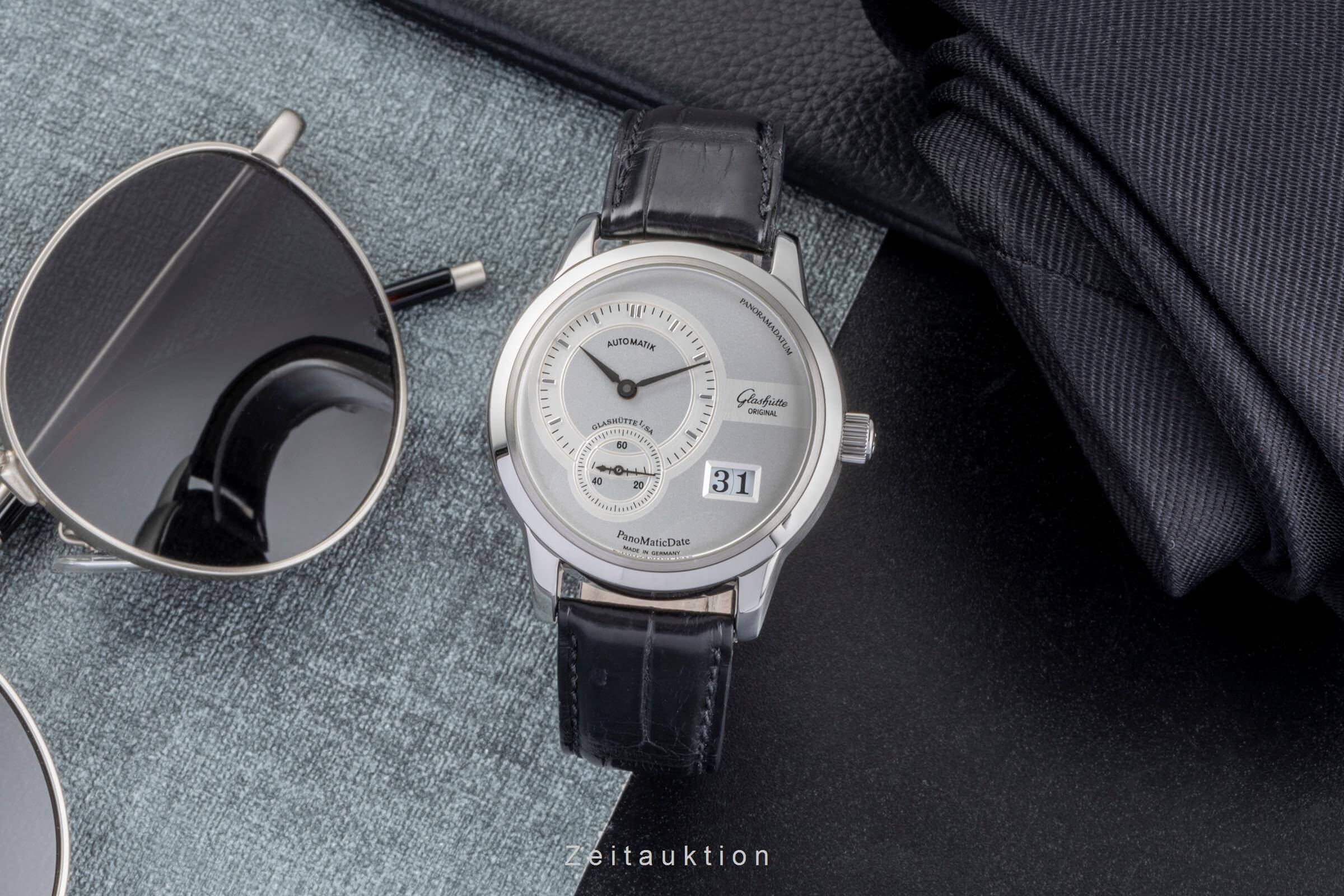 Glashütte PanoMaticDate acero automático reloj para caballeros 90-01-02-02-04  [2502087]