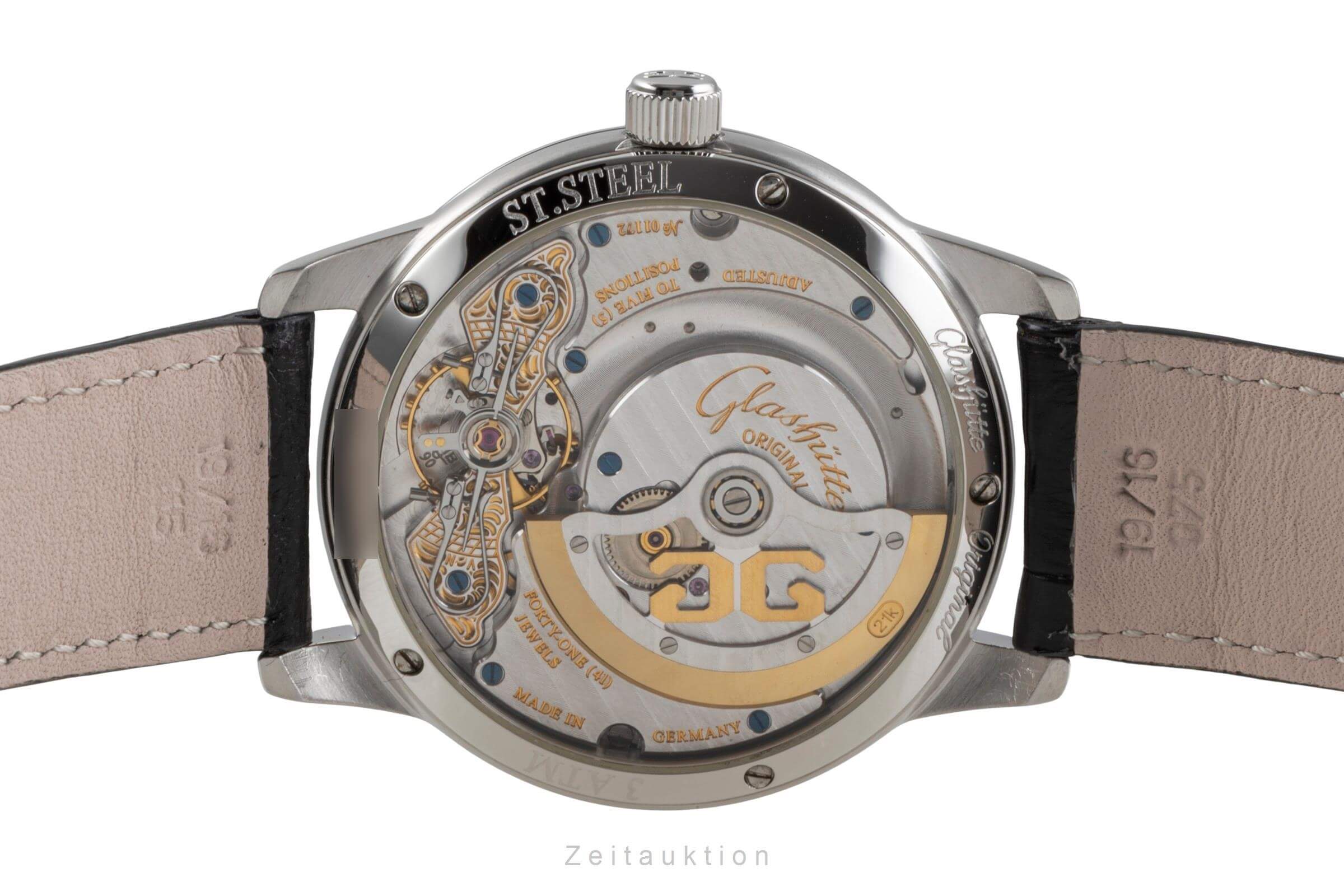 Glashütte PanoMaticDate acero automático reloj para caballeros 90-01-02-02-04  [2502087]