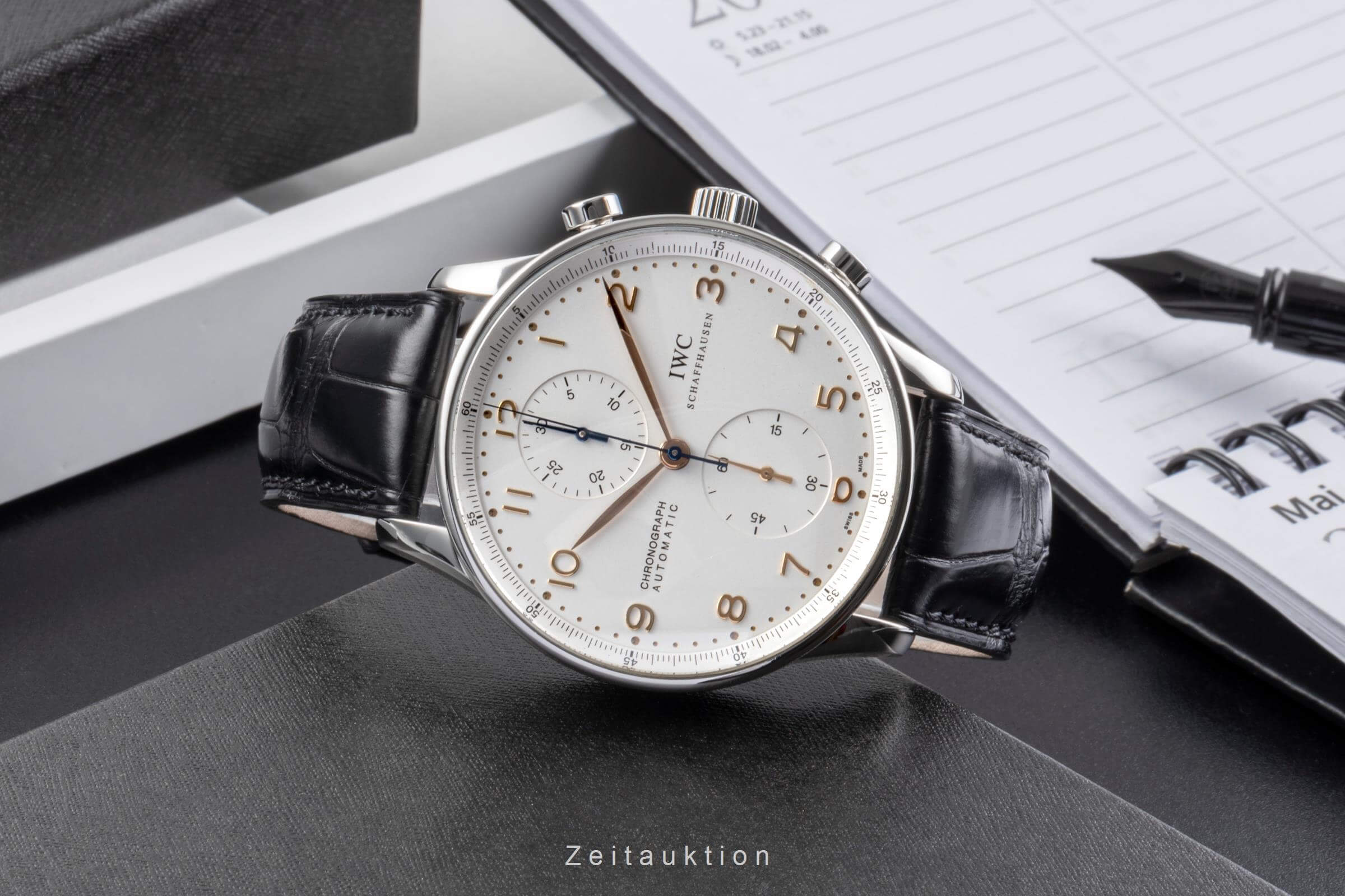 IWC Portugieser cronografo acciaio automatismo orologio da uomo IW371401 LP: 9100EUR  [2502122]