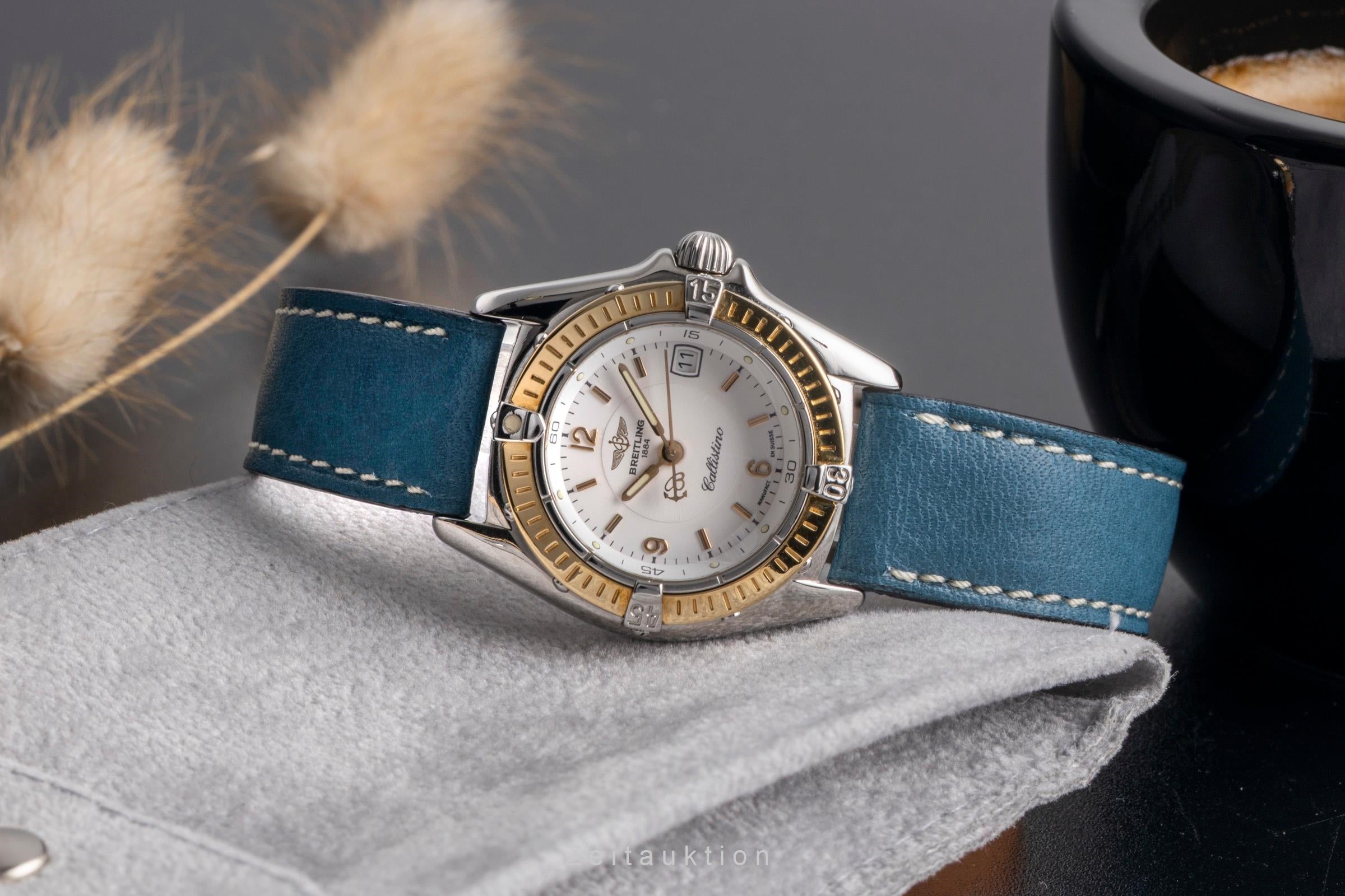 Breitling Callistino Lady Stahl / Gold Datum Damenuhr Ref. D52045 Klassiker [2502198]