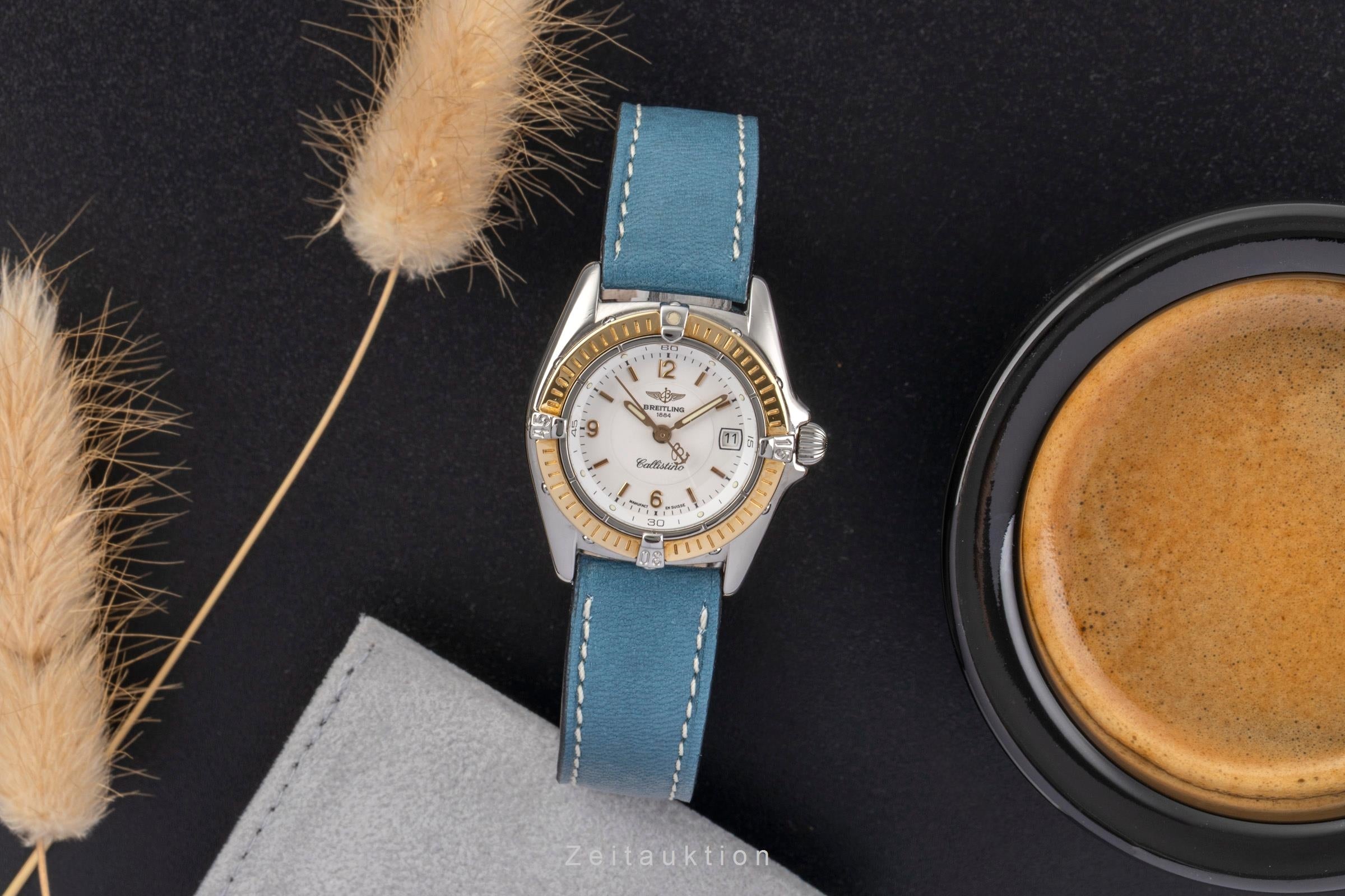 Breitling Callistino Lady Stahl / Gold Datum Damenuhr Ref. D52045 Klassiker [2502198]