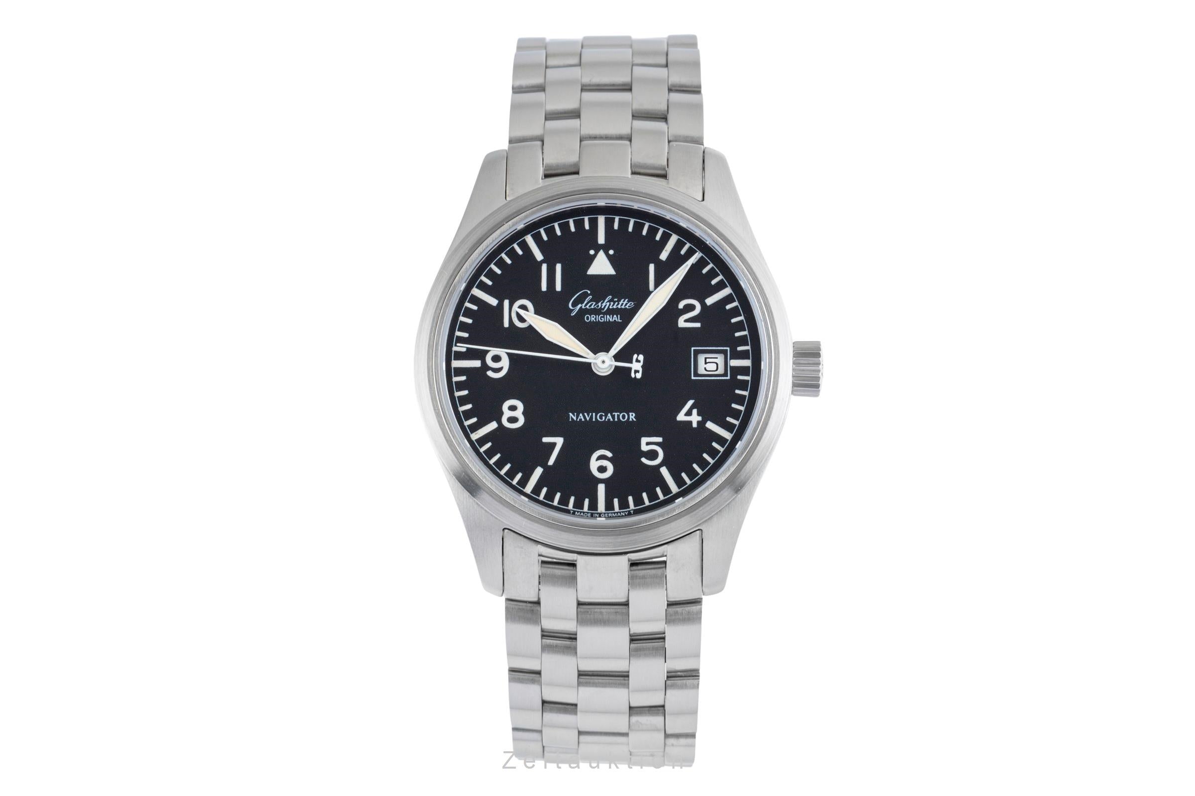 Glashütte Navigator acier automatique montre pour hommes 1-10-33-07-04  [2502209]