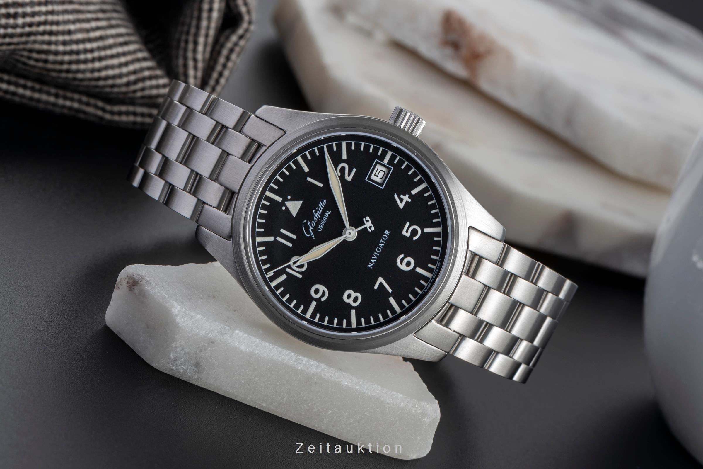 Glashütte Navigator acier automatique montre pour hommes 1-10-33-07-04  [2502209]