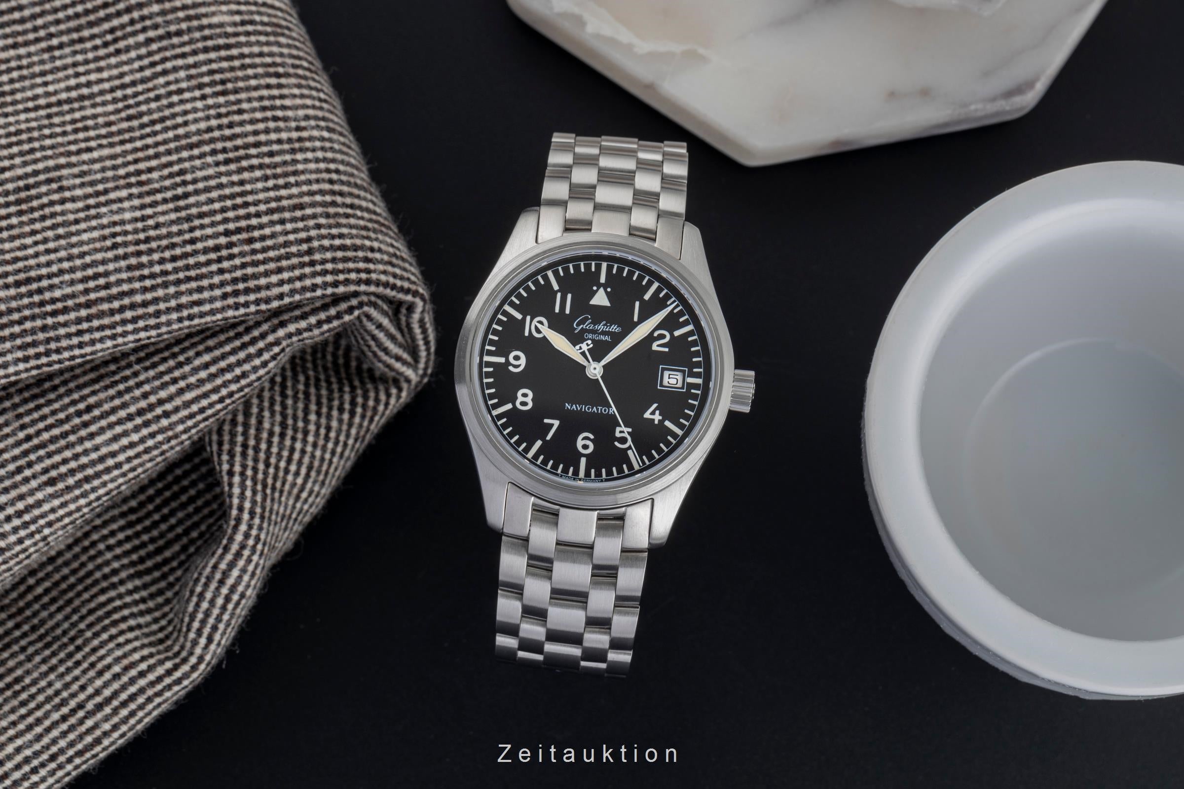 Glashütte Navigator acier automatique montre pour hommes 1-10-33-07-04  [2502209]