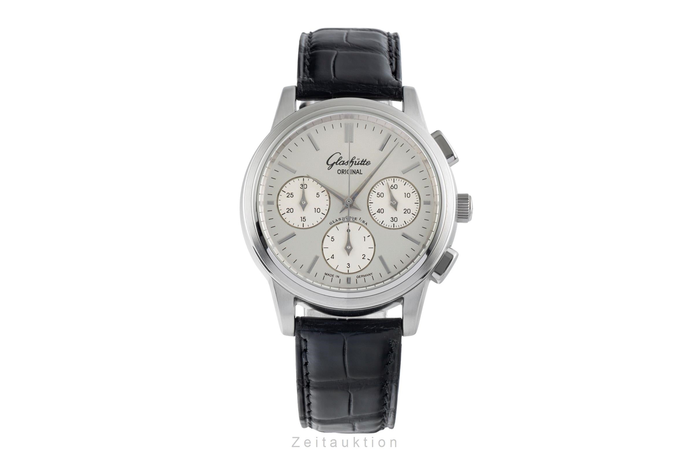Glashütte Senator chronographe acier automatique montre pour hommes 39-31-11-13-04  [2502225]