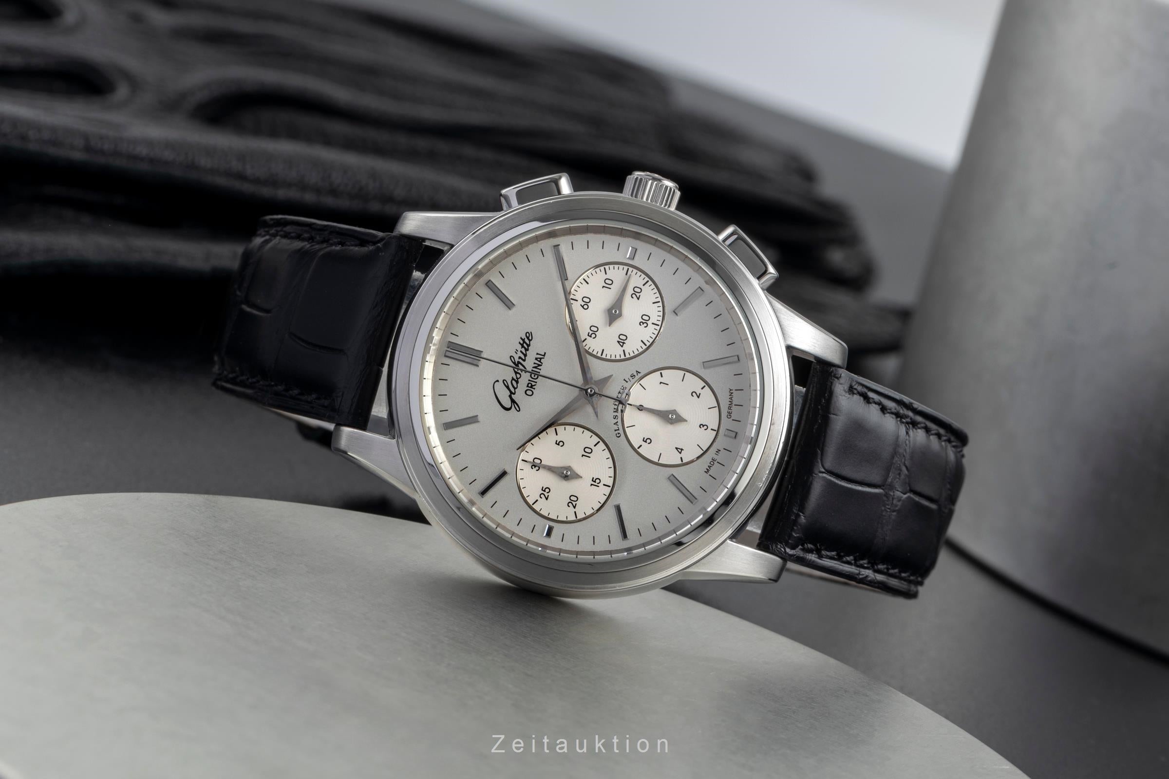 Glashütte Senator chronographe acier automatique montre pour hommes 39-31-11-13-04  [2502225]
