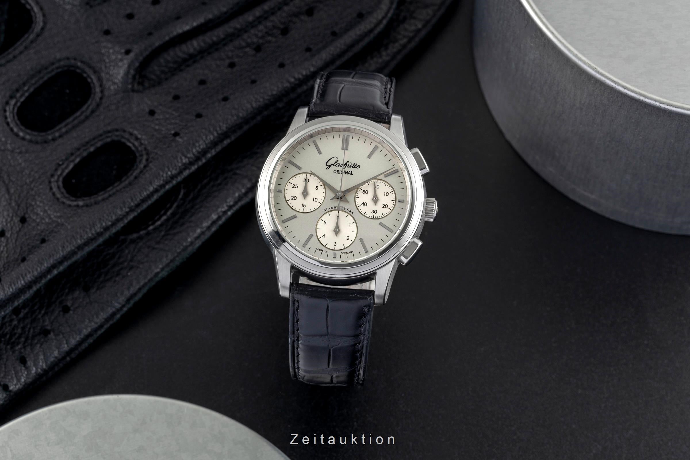 Glashütte Senator chronographe acier automatique montre pour hommes 39-31-11-13-04  [2502225]